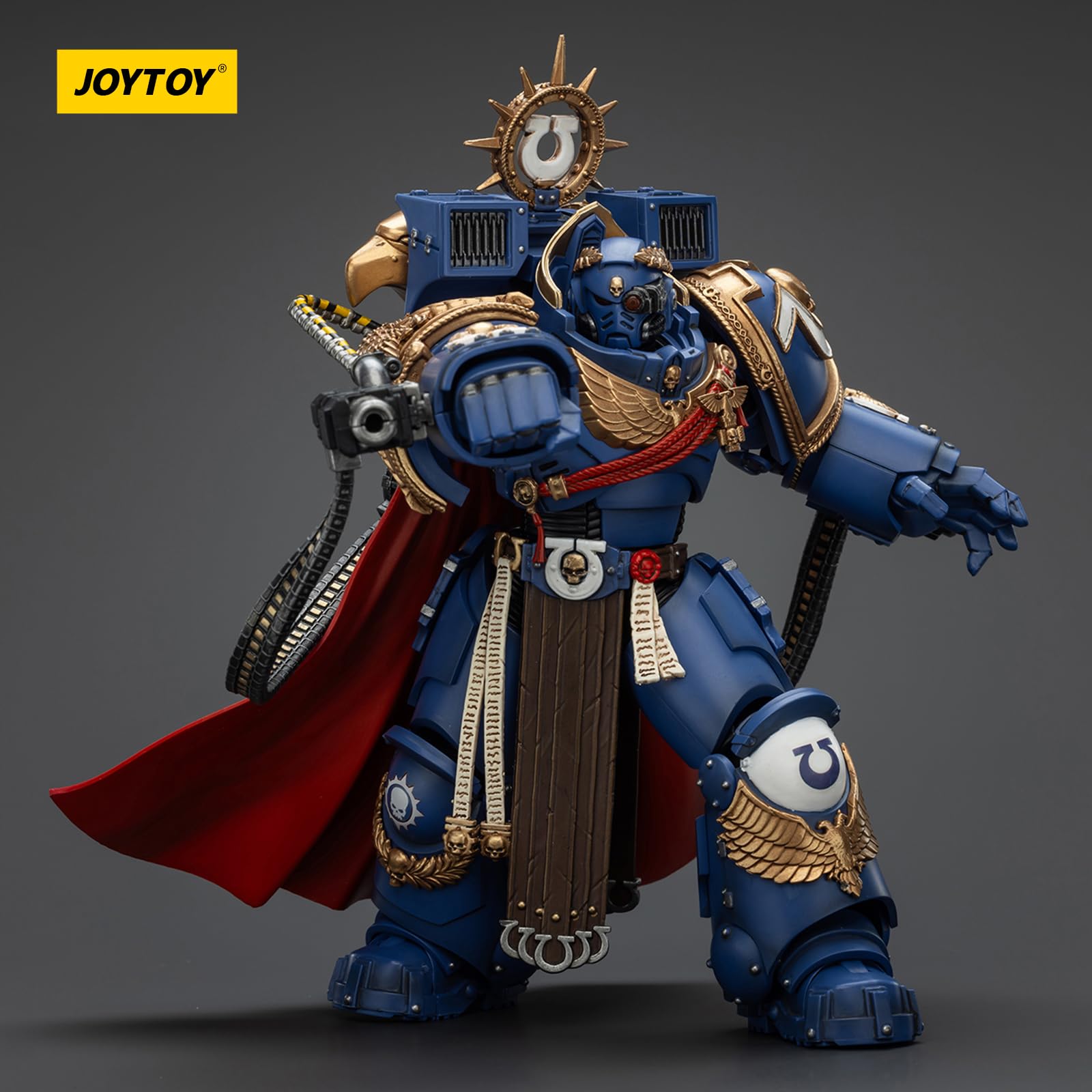 JOYTOY Warhammer 40k Space Marine 2, Ultramarines Marneus Calgar, Chapter Master MKX Gravis Armour y Guanteletes de Ultramar 1/18 Figura de Acción Colecciona y Muestra