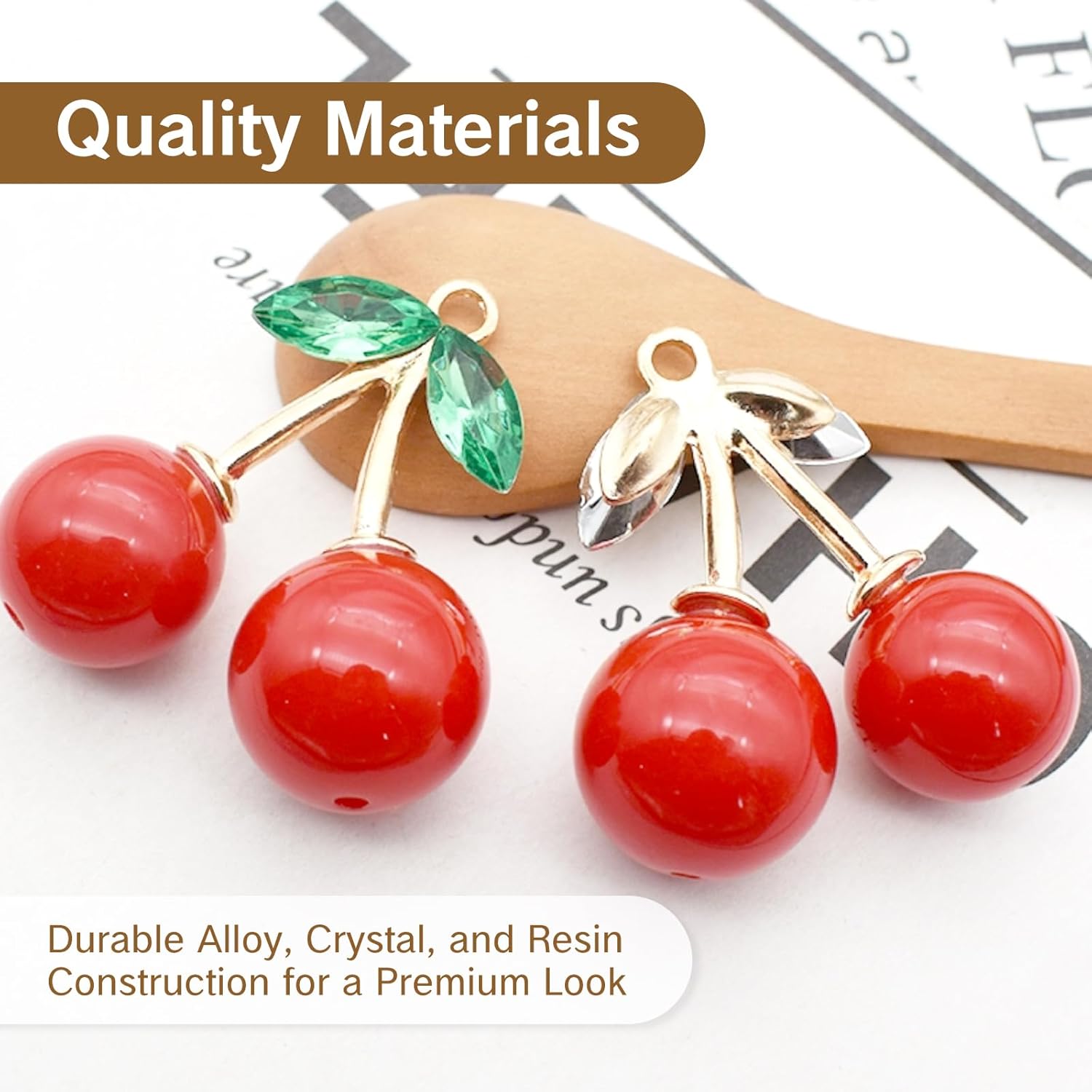 NIIIYTYB 5Pcs Cherry Charm Cute Pendants Crimson Red Big Fruit Charms for Jewelry Making Alloy Resin Pendant Necklaces Earrings Keychains Zipper Pulls Small DIY Crafts - Image 4