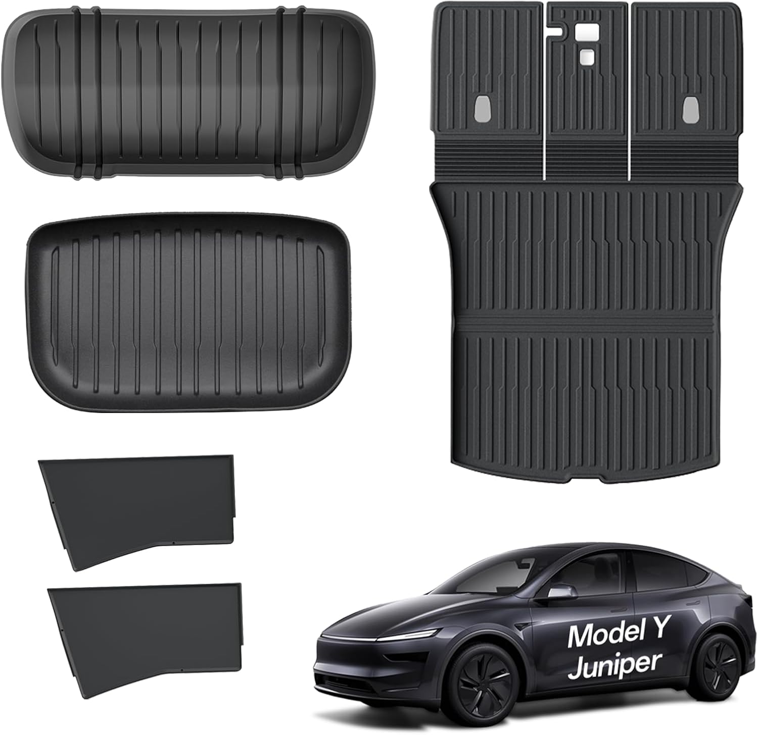 5 PCS Cargo Mat for Tesla Model Y Juniper 2025 2026 Full Coverage All Weather Trunk Cargo Liner Accessories TPE Frunk Rear Full Protection Trunk Tailgate Mat Frunk Bulkhead