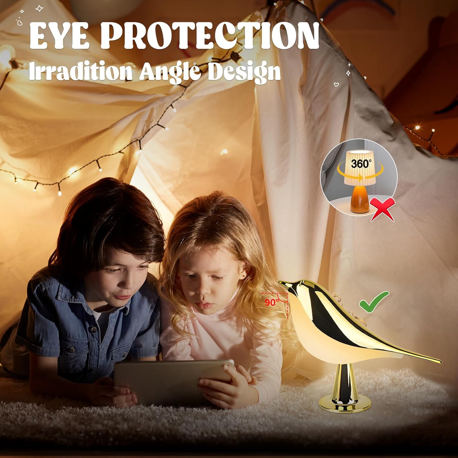 YOTOZU Small Bird Desk Lamp,3 Color Temperatures LED Night Light,Rechargeable Table Lamps Cordless Portable Lighting Bedside Lamp with Aroma Diffuser Function for Bedroom Decor Perfect Gifts(Gold)