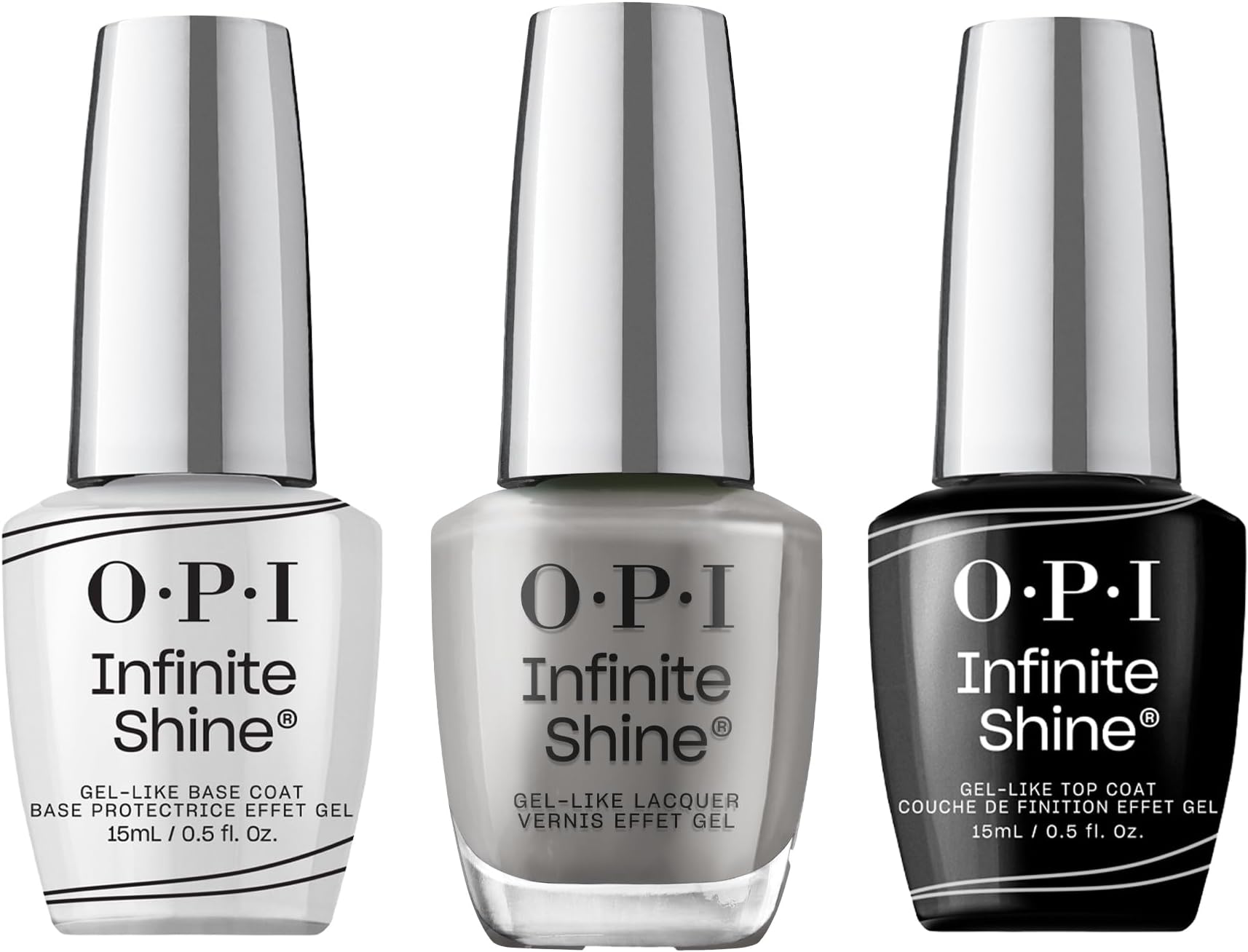 Infinite Shine Long-wear Nail Polish, Gel-Like Nail Varnish with no UV lamp needed, 3-Step System for up to 11 days of colour, Base Coat & Nail Polish & Top Coat, Steel Waters Run Deep, 3x 15ml