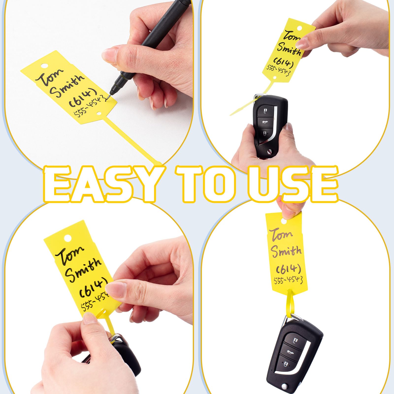 Lewtemi 1000 etichette autobloccanti a forma di freccia identificative, per parti di auto, portachiavi autobloccanti, per riparazione di ufficio, auto, negozi, forniture (giallo, 15,2 x 3,5 cm)
