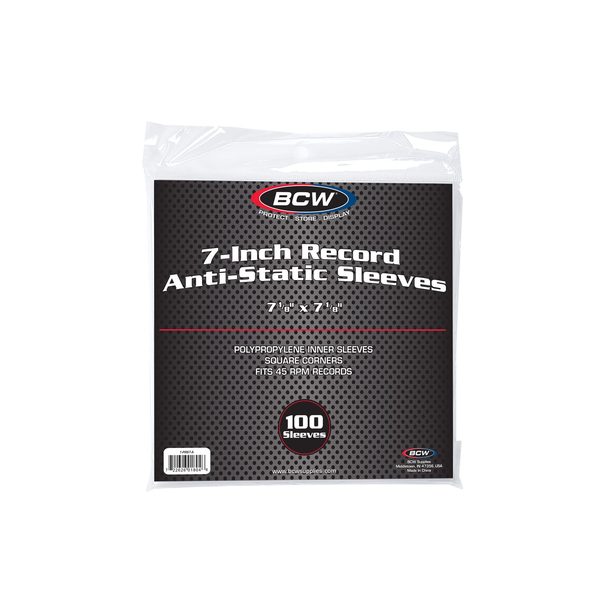 Amazon.com : BCW Anti-Static Polypropylene 7-inch Record Inner Sleeve - 100  Count