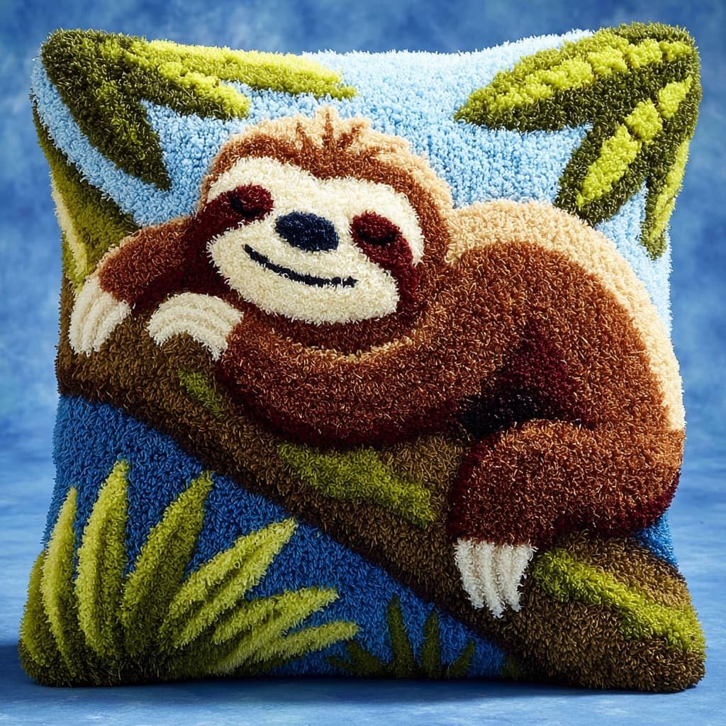 Wallustrioaw Latch Hook Cushions-G Diy Latch Hook Cushion Kit,Animal Sloth