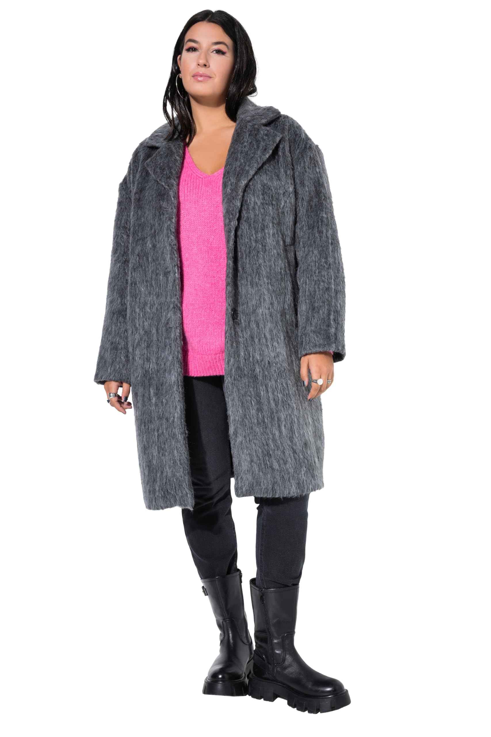 Studio Untold Damen große Größen Übergrößen Plus Size Mantel, Oversized, Flausch, Reverskragen 845659