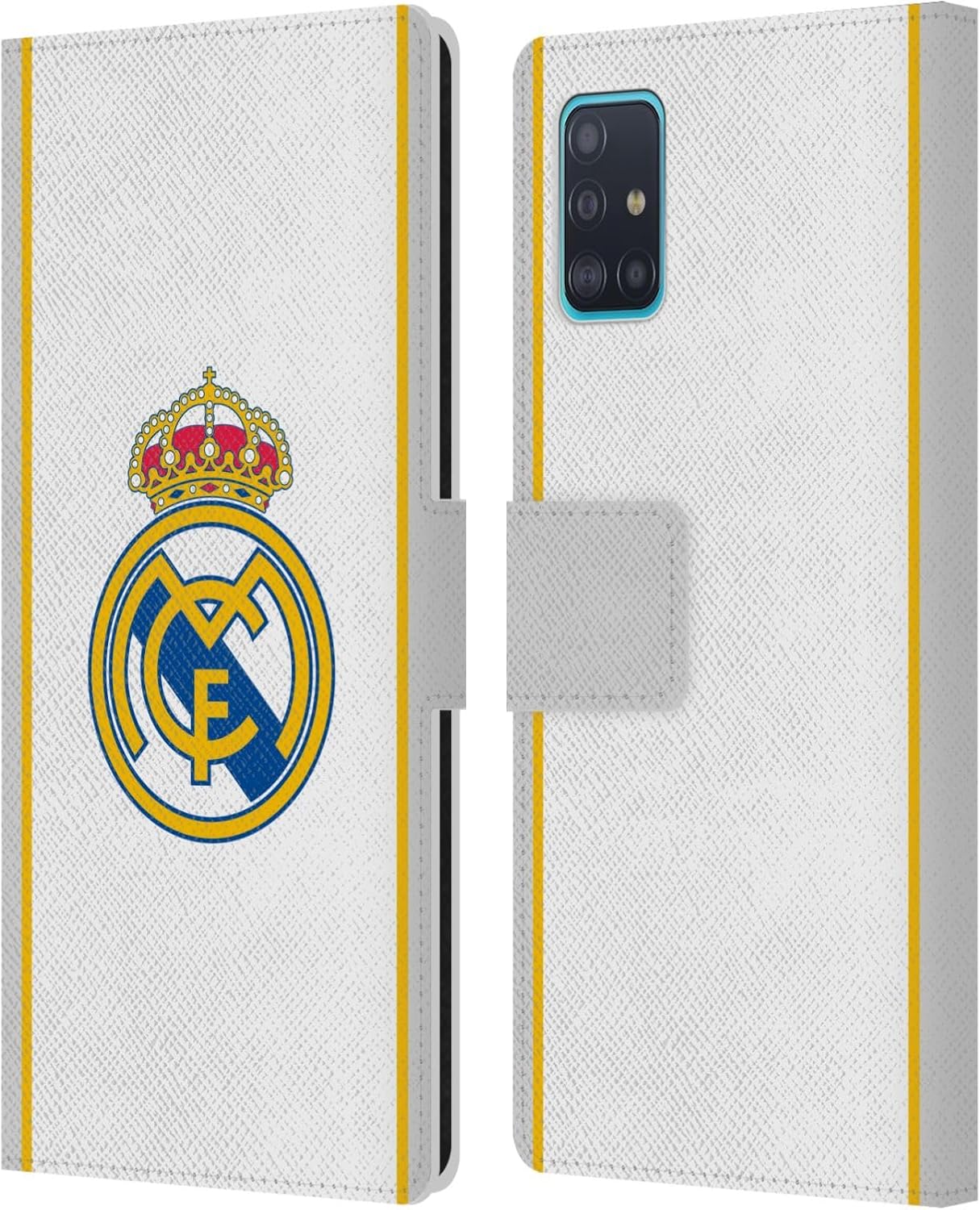 Head Case Designs Officially Licensed Real Madrid CF White Badge Leather Wallet Case Compatible with Samsung Galaxy A51 (2019)