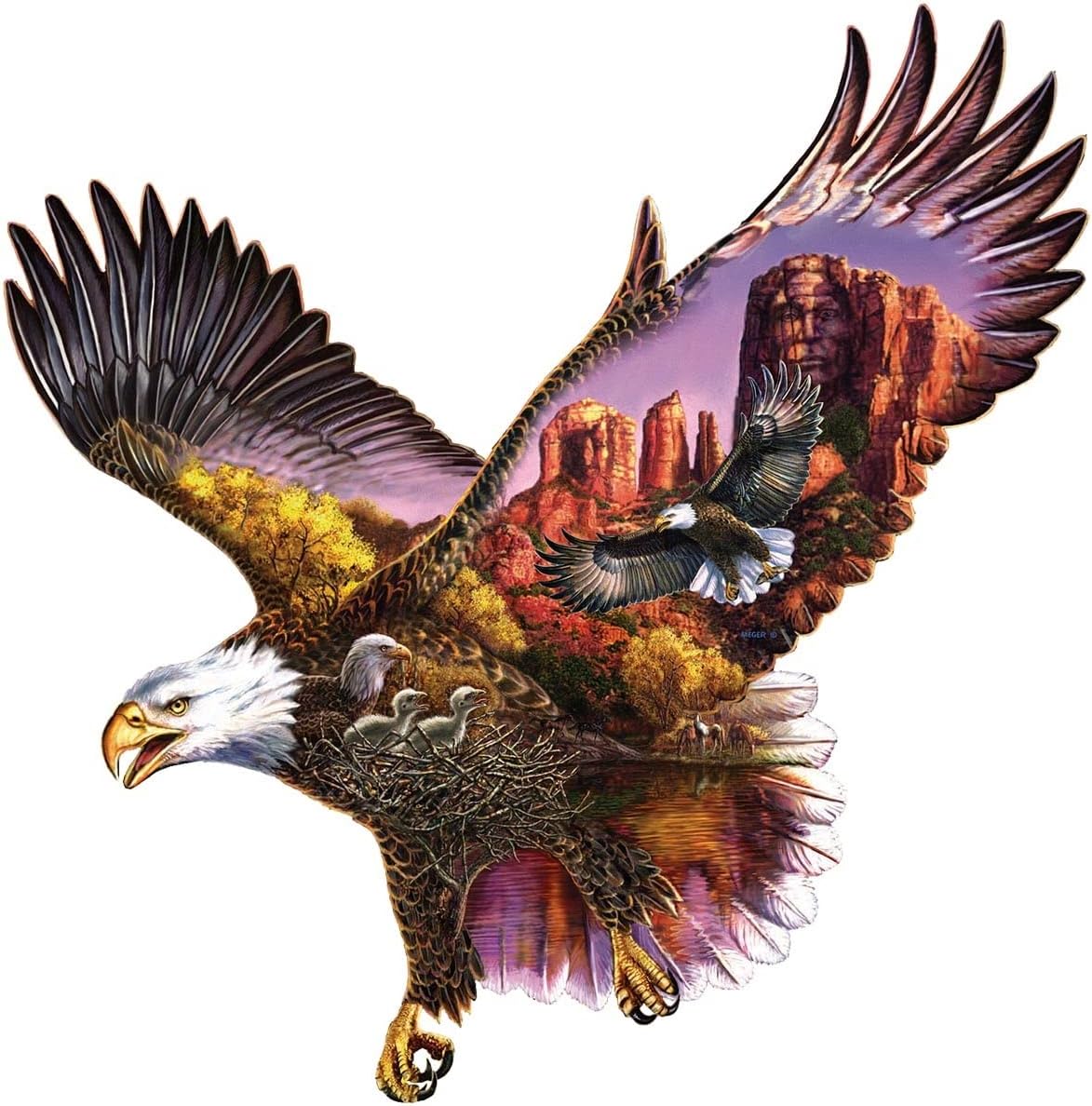 SUNSOUT INC - Ancient Guardian - 1000 pc Special Shape Jigsaw Puzzle by Artist: James Meger - Finished Size 28" x 35.5" Birds - MPN# 90240