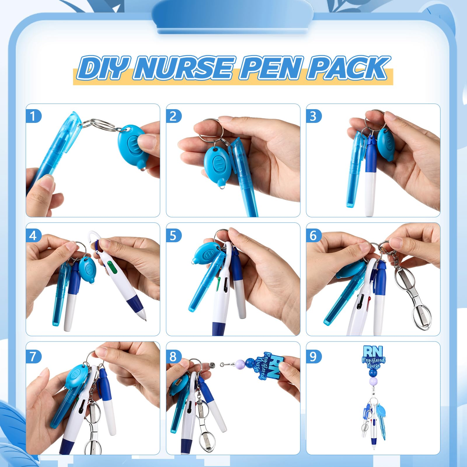 Dunzoom RN - Set di 6 accessori per infermiere, penne per infermieri, studenti (blu)