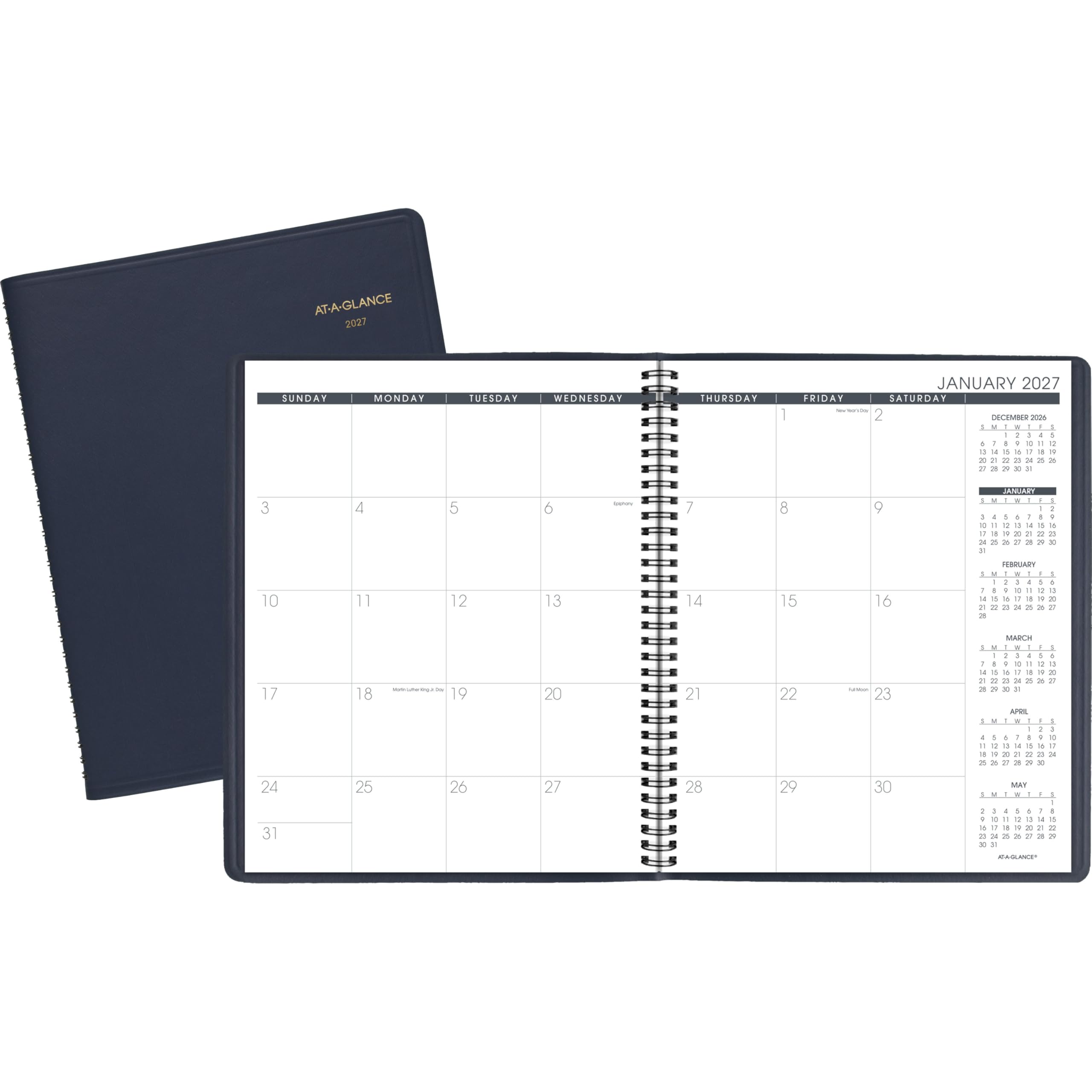 AT-A-GLANCE 702602027 Monatsplaner 2027, 15 Monate, Jan-Mär, 22,9 x 27,9 cm, unlinierte Tagesblöcke, Marineblau