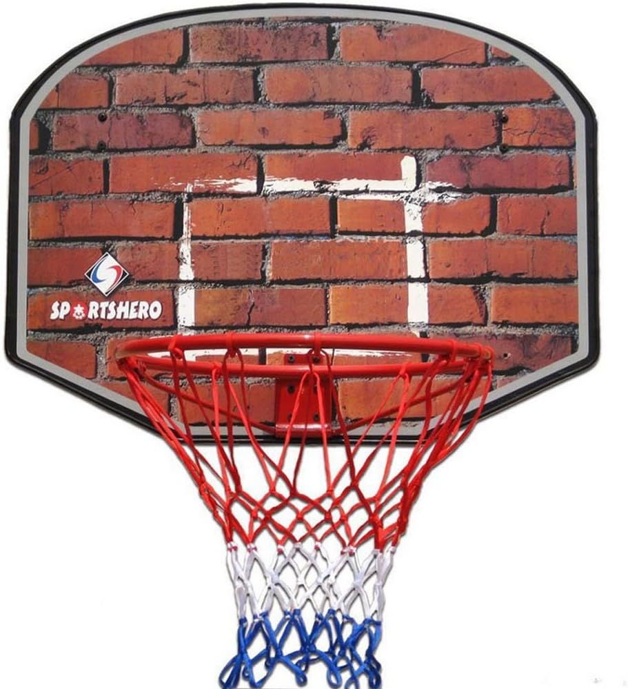 18'' Professional Wall Mounted Indoor Basketball Hoop Ring and Backboard including Net (Brick Wall)