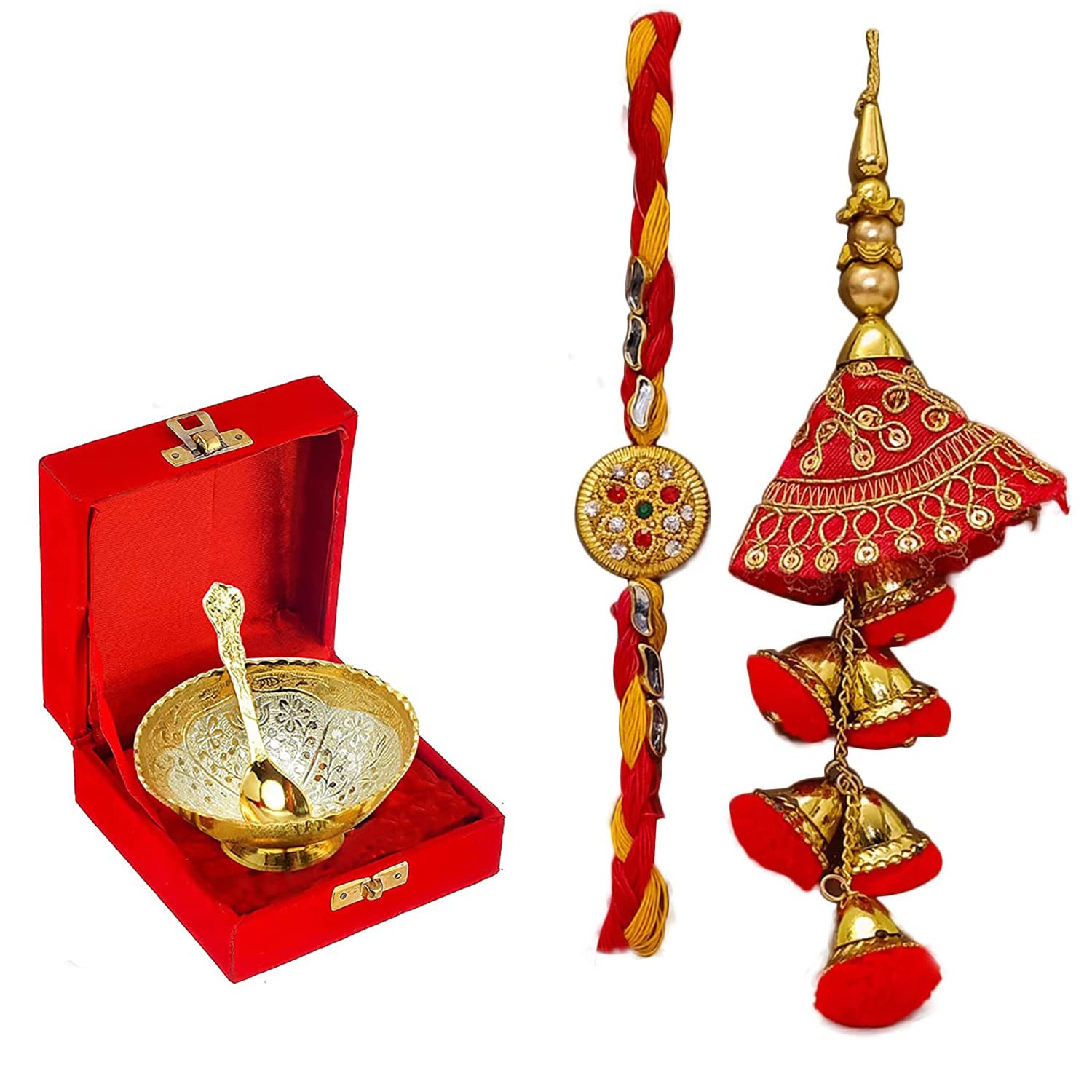 Collectible India Stone Studded Beaded Rakhi & Gift Set for Brother Bhabhi [Gift Combo - Rakhi with Brass Bowl with Velvet Box, Pair Rakhi, & Greeting Card (B09C6F28FF) Amazon Price History, Amazon Price Tracker