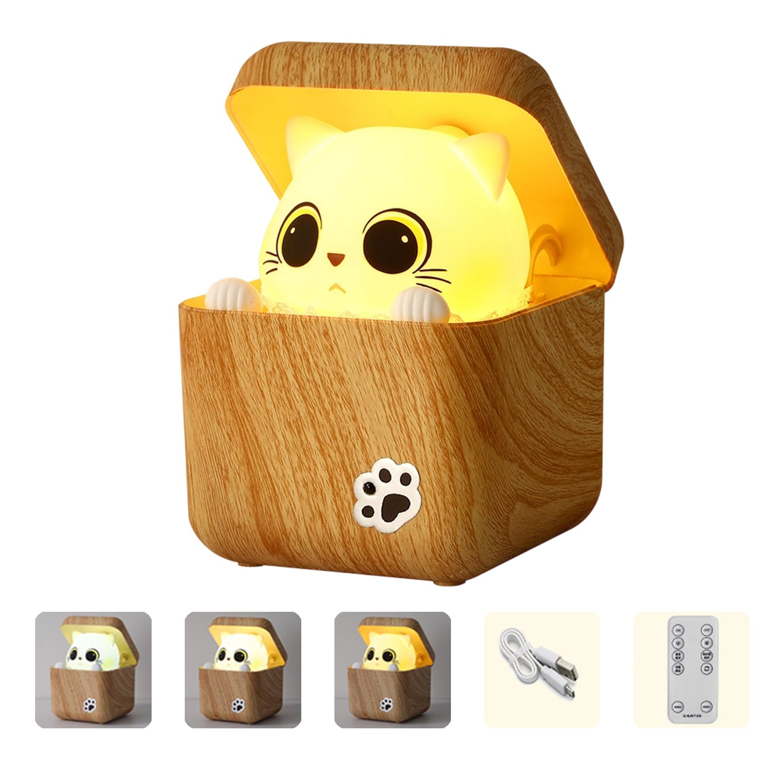 Veilleuse intelligente avec de chats timides et luminosité réglable, lampe de chevet pour les yeux, adaptée à la chambre d ' enfant, jolie lampe de nuit en forme de chat