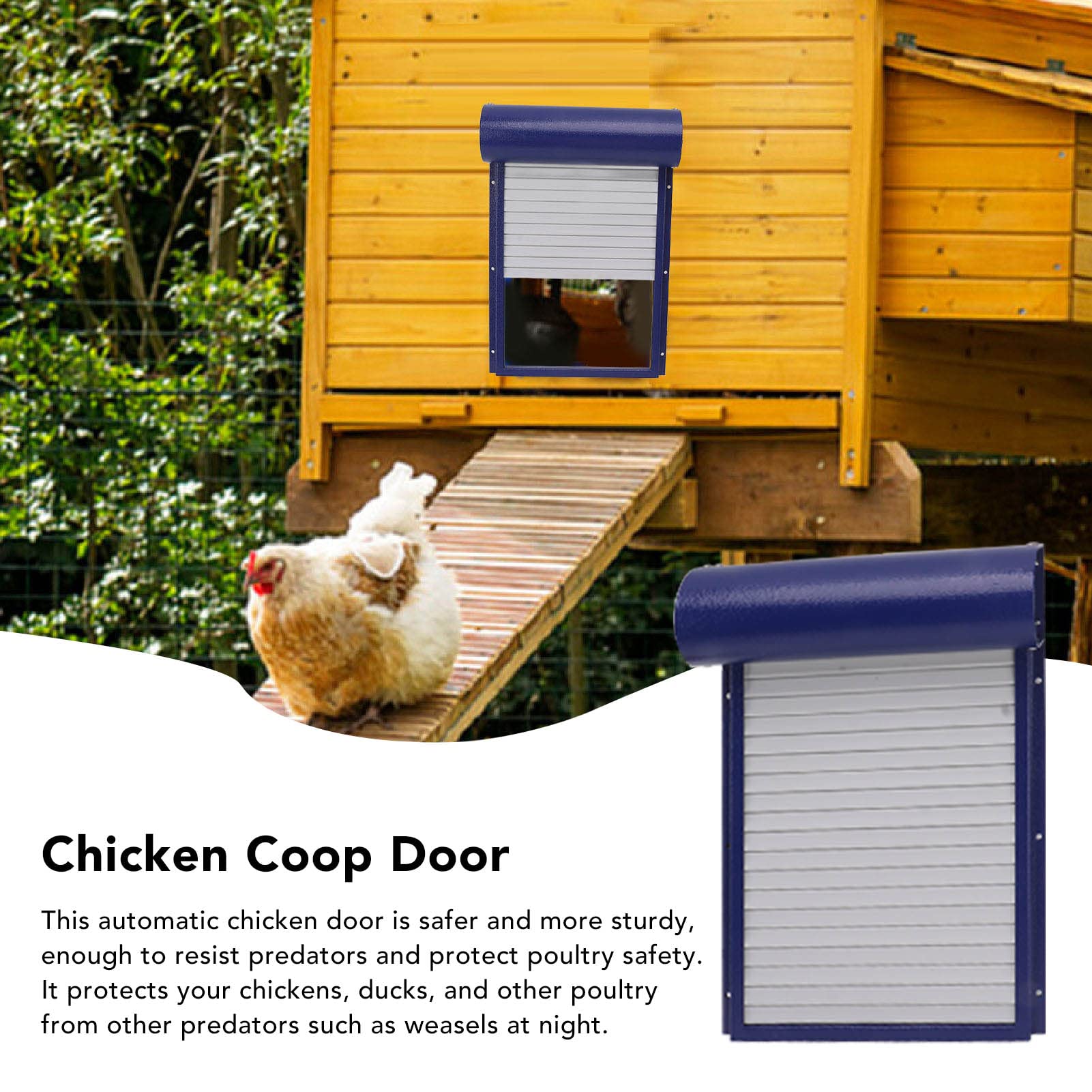 Automatische kippendeur, kippenhok, op zonne-energie, automatische kippenhuisdeuropener, kippenklep, led-display, lichtsensor, timer-afstandsbediening voor boerengevogelte (blauw Automatische kippendeur, kippenhok, op zonne-energie, automatische kippenhuisdeuropener, kippenklep, led-display, lichtsensor, timer-afstandsbediening voor boerengevogelte (blauw