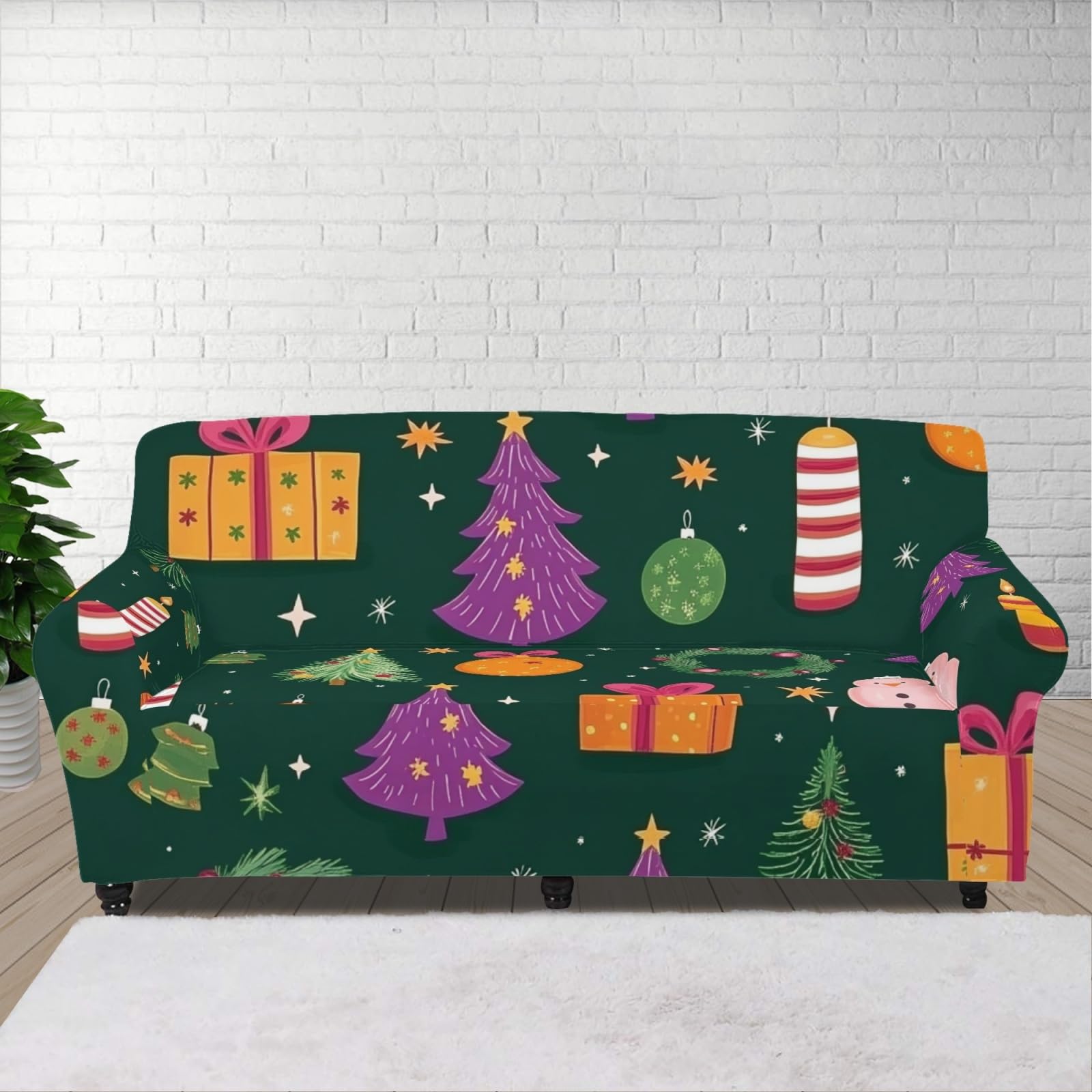 Housse Canape 2 Places Arbre Violet Housse Canapé Extensible 1 Places,avec Accoudoirs,Super Élastique Sofa Cover,Antidérapante,Antisalissure,Lavable