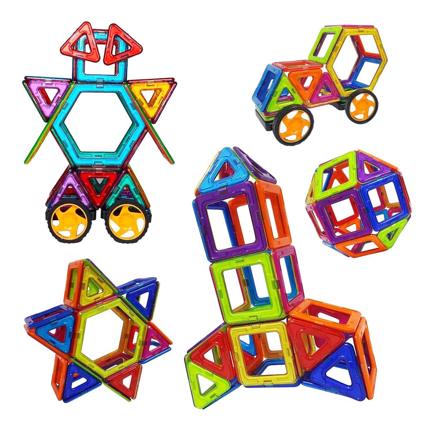 KIPA GAMING Magplay Magnetic Blocks 100 Pcs | Multi-Shape & Colour Magnetic Blocks | STEM Building Set for Kids 3+ | Creative Construction Learning Toy | Educational Game for Boys & Girls (Block 100)