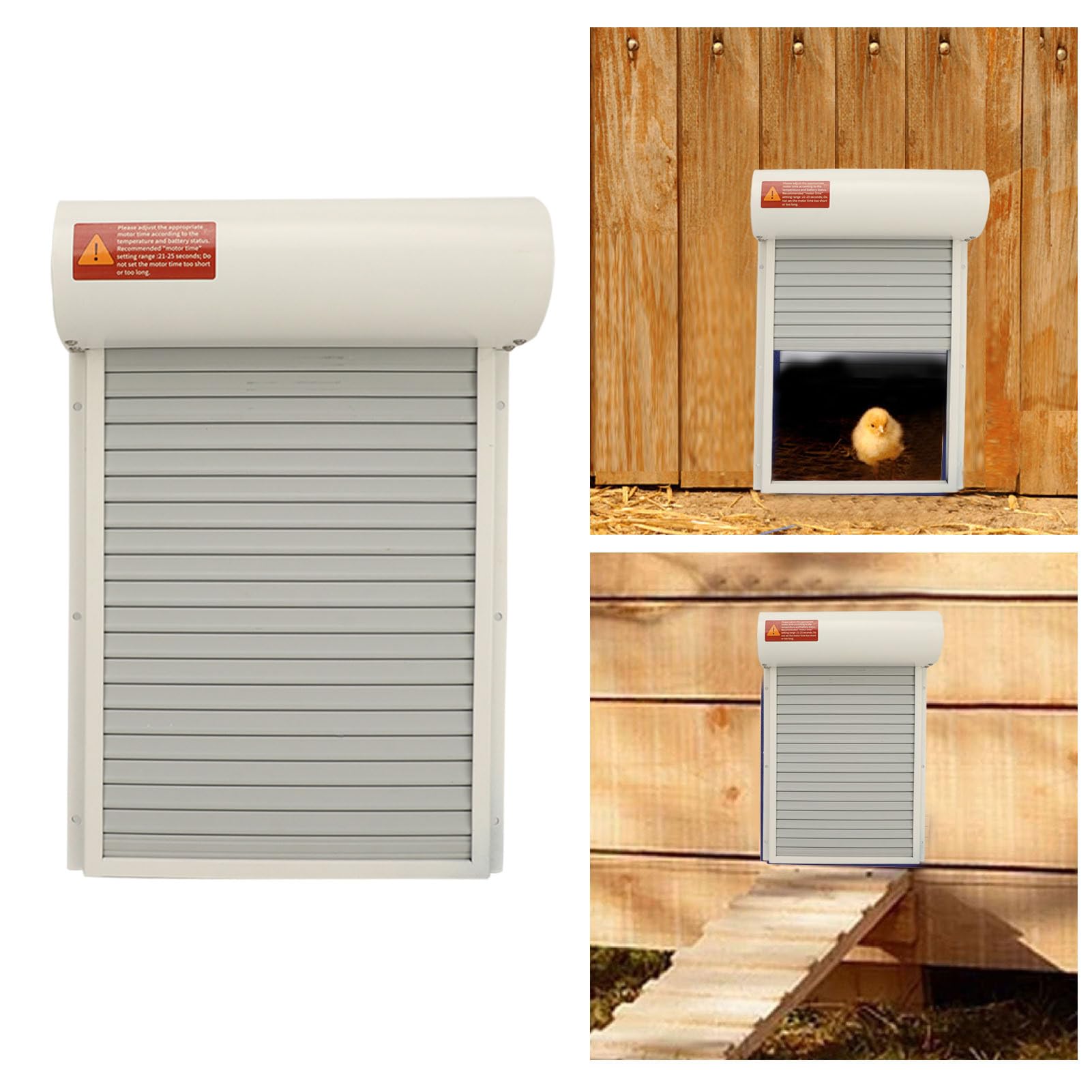 Jeanoko Puerta Automática para Gallinero con Energía Solar con Temporizador, Marco de Metal Resistente, Protección de Aves de Corral, para Equipo de Seguridad de Granja de Ganso, Pato y Pollo (Blanco)