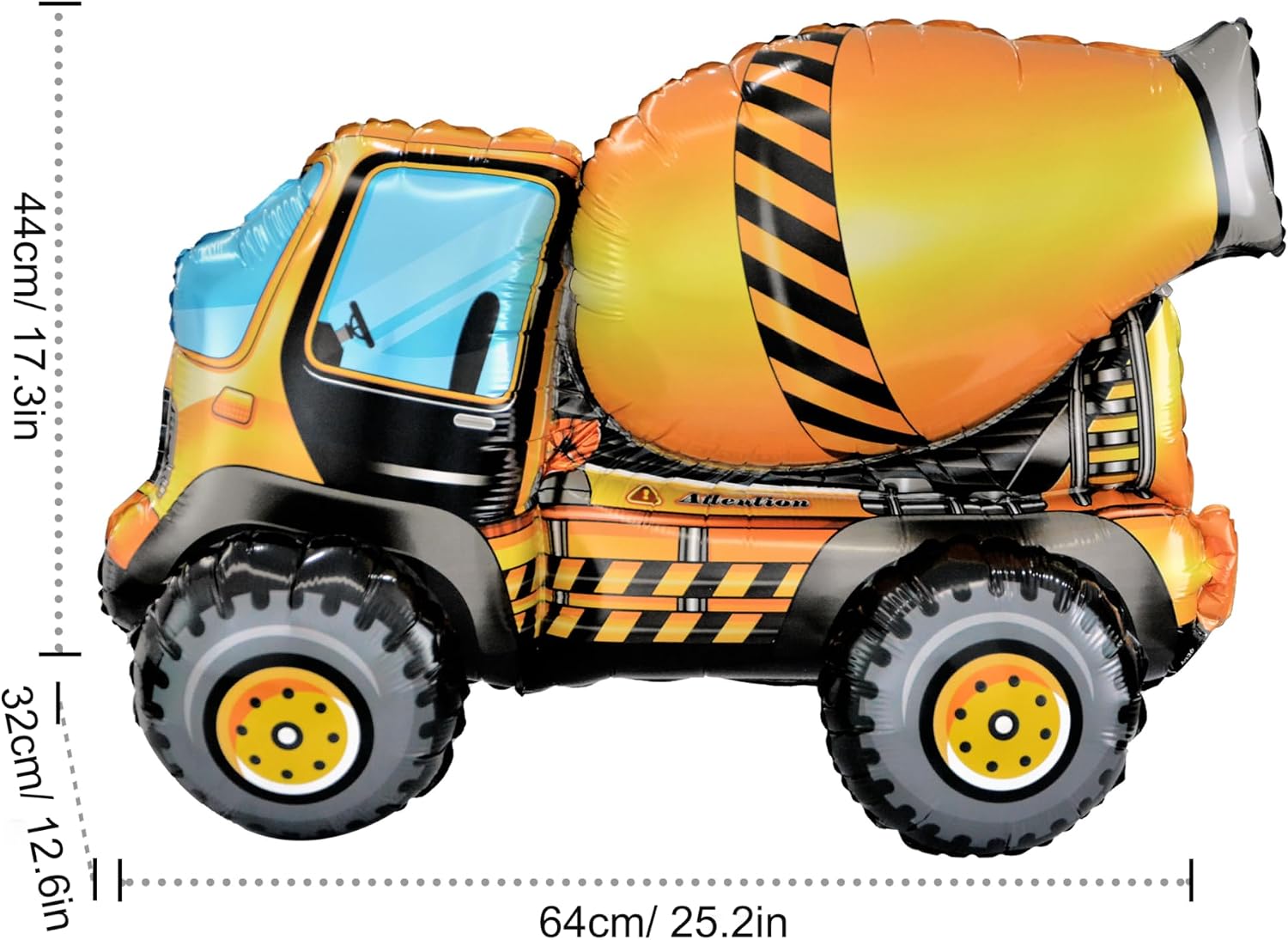 Construction Birthday Party Supplies 145PCS Construction Balloons Arch Kit‌ Yellow Blue Construction Themed Party Decorations for Boys 3rd Large Self Standing 4D Excavator Mixer Truck Foil Balloons image 4