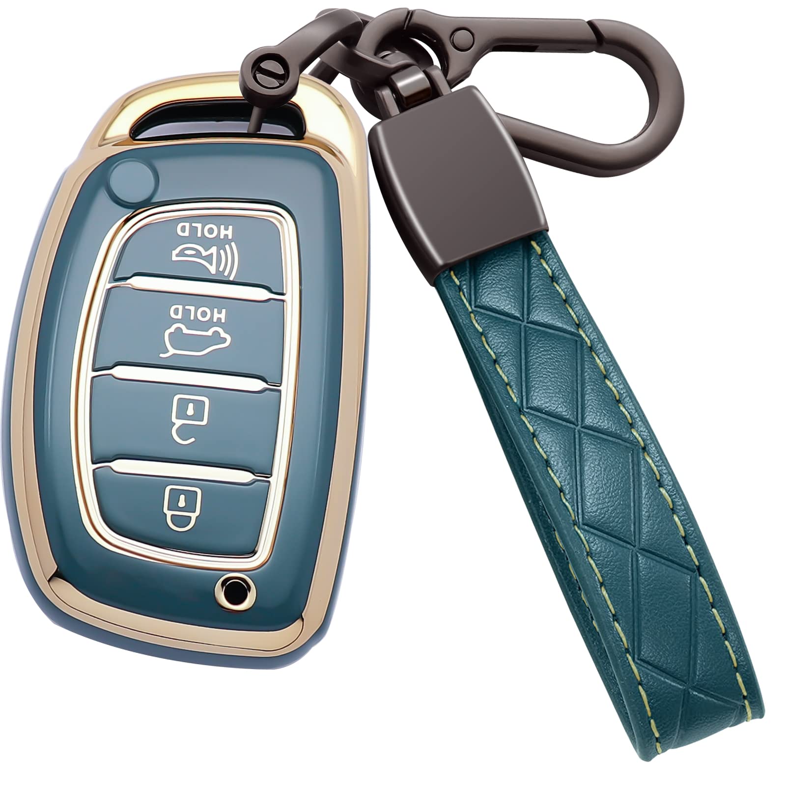 Syodiesn for Hyundai Key Fob Cover Soft TPU with Keychain Shell 360 Degree Full Protective Case Smart Remote Key Fob Cover for Hyundai Sonata Tucson