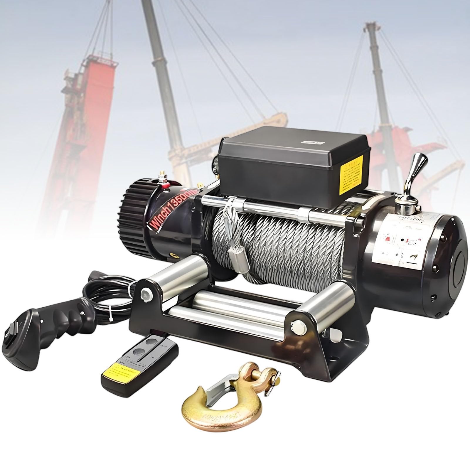 Zestaw wciągarki do ATV/UTV, wciągarka elektryczna 24V-3000LBS | Sterowanie bezprzewodowe i przewodowe, do przyczep terenowych, łodzi i kamperów