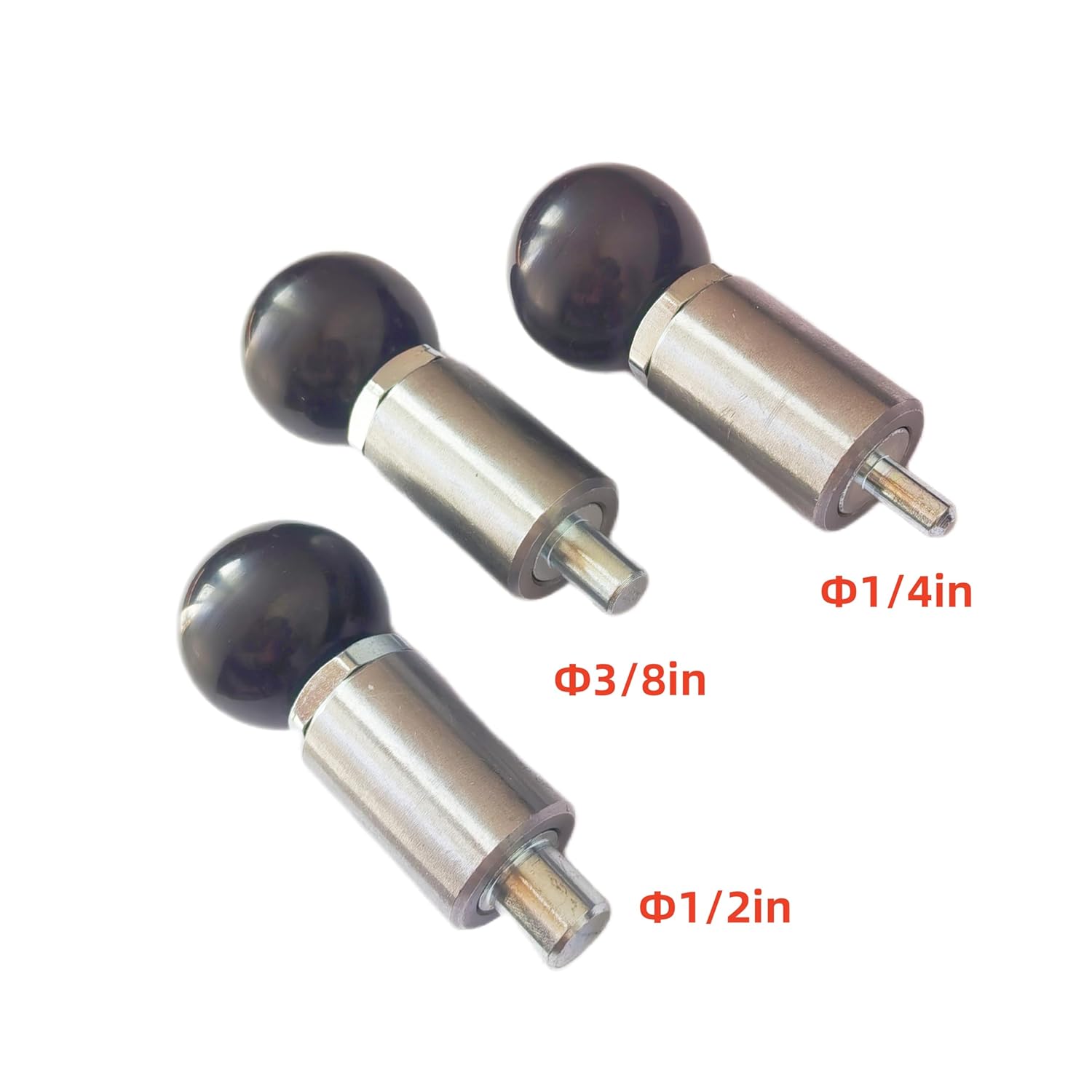 Handle Locking Spring-Loaded Pull pin, Welded Steel Body Column Positioning pin,Black Handle Lever knob (2, Q-Handle Dia:3/8in)