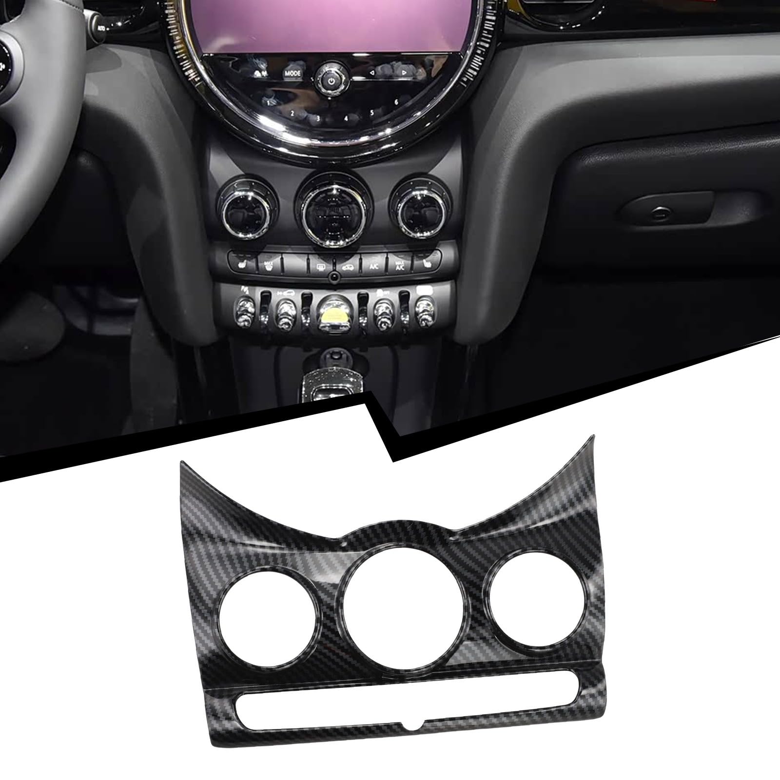 Coque de console centrale en fibre de carbone pour MINI Cooper S JCW F55 F56 2014-2023, garniture intérieure en ABS pour tableau de bord