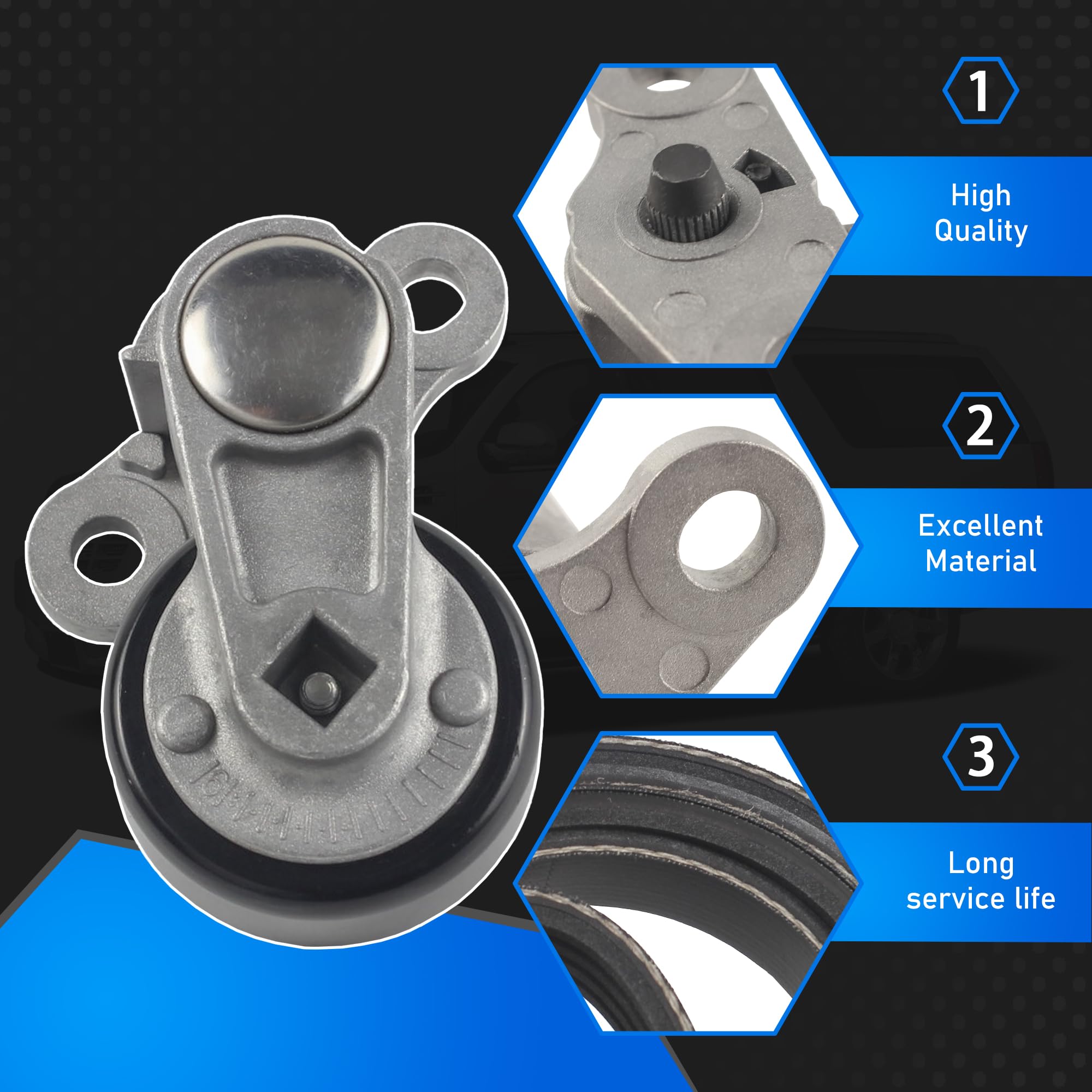 Kit de tensor de correa de transmisión serpentina para coche 90K-38159 compatible con Cadillac Escalade Chevrolet Avalanche Silverado Express GMC Sierra H2 1999-2008, reemplaza 19311139