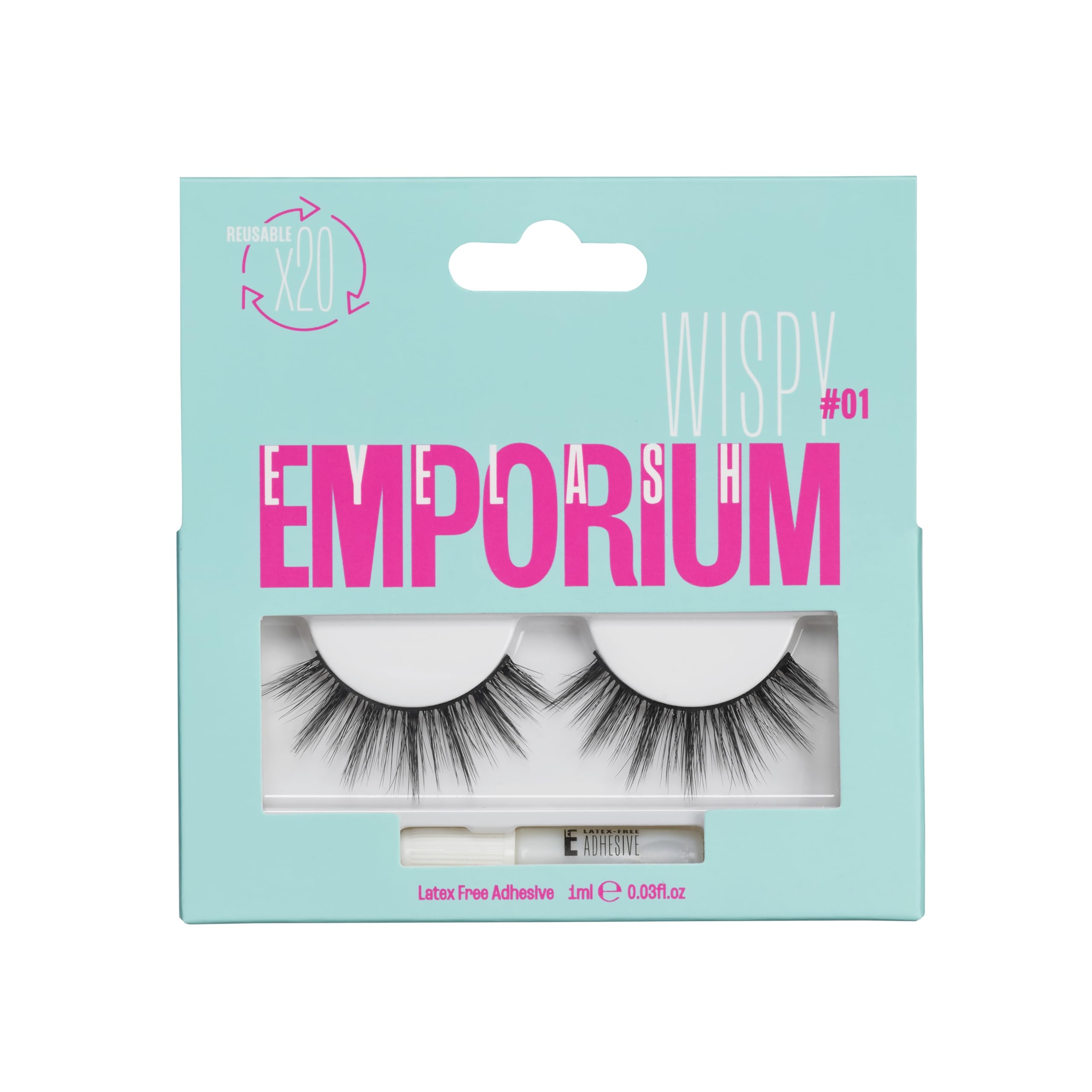 Eyelash Emporium False Eyelashes Wispy 01 With Eyelash Glue – Wispy, Subtle Glam Lash (Pack of 1 Pair)