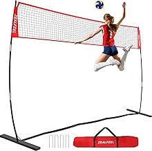 Volleyball Net, 12ft/20ft Volleyball Training Net for Backyard Height Adjustable, Portable Freestanding Practice Net for Hitting & Serving Drills, Pop up Net with Carry Bag for Indoor Outdoor
