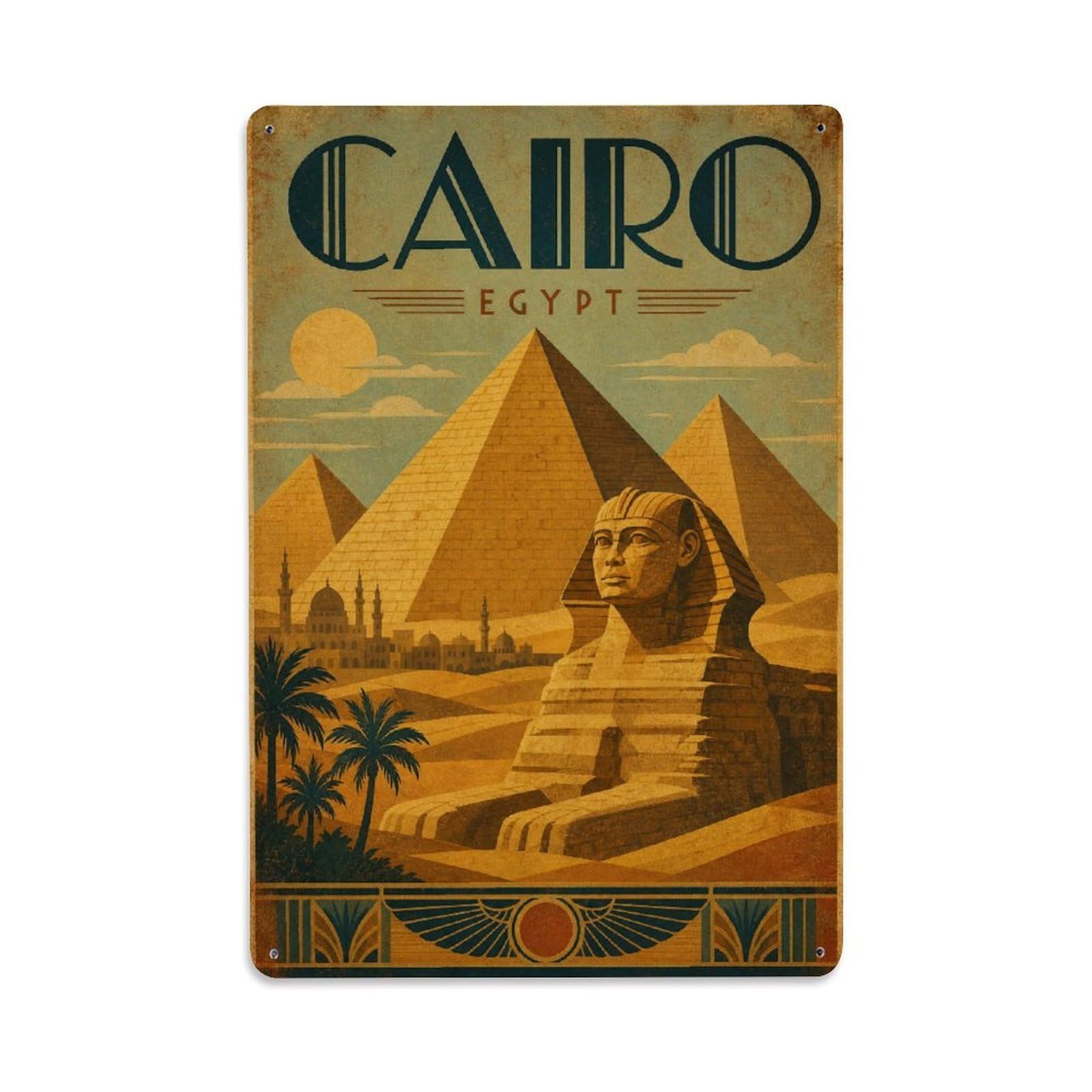 Gead 8X12inch Style Vintage Travel Egypt Cairo Metal Tin Sign