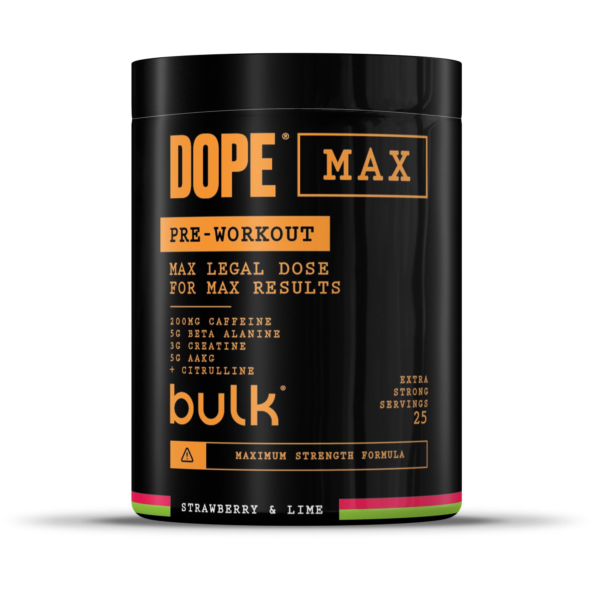 Bulk Dope Max Pre-Workout Powder | 563 G | 25 Servings | High Caffeine 200Mg | 5G Beta Alanine | 3G Creatine | Aakg & Citrulline Blend | Vitamin B6 |
