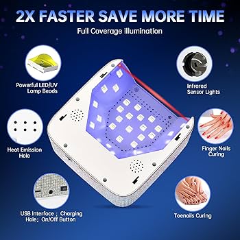 Amazon.com: CHRISTINE SHELLY UV LED Nail Lamp 72W Rechargeable
