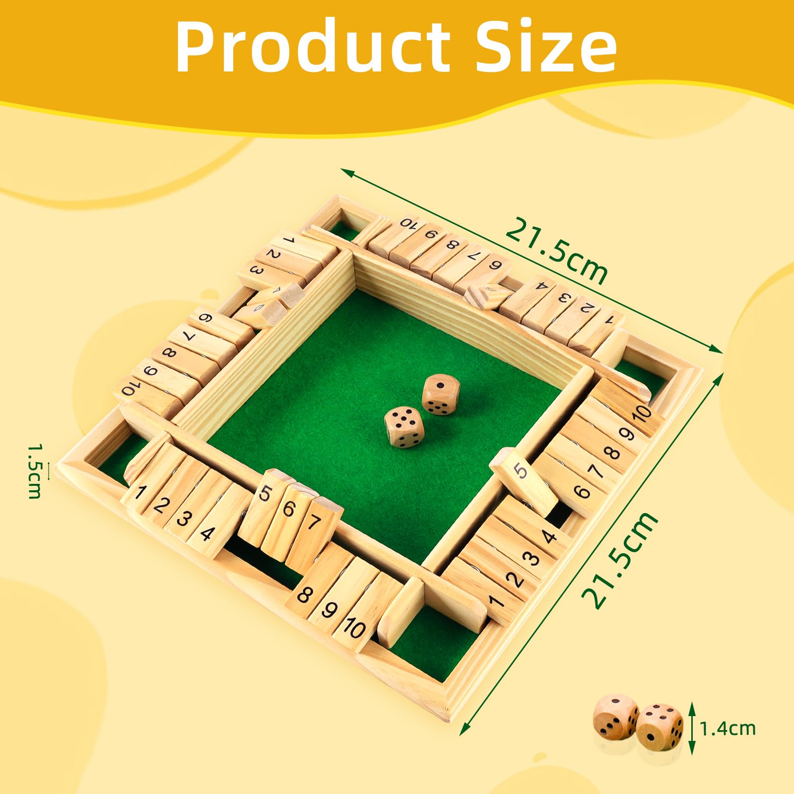 Japace Shut The Box Giochi da Tavolo in Legno 4 Giocatori