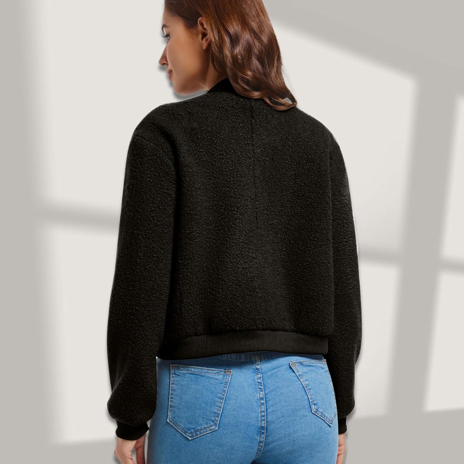 YSW Womens Cropped Bomber Jacket Baseball Varsity Jacket Casual Jackets with Pockets Button Down Chaquetas de Mujer - Image 5