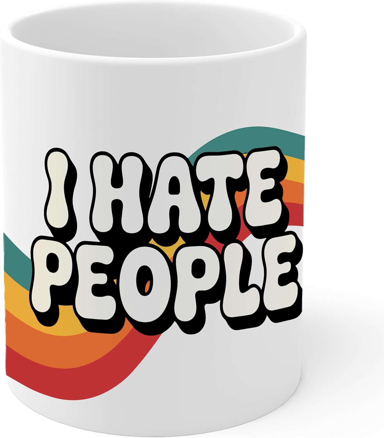 I Hate People Ceramic Coffee Mug 11oz Funny Sarcastic Quote - Tea Coffee Mug with Comfortable Grip - Unique Fun Gift White Cup for Office or Home - Vibrant Long-Lasting Print ID44991