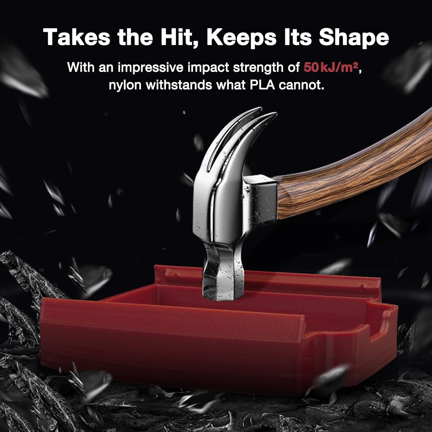 YXPOLYER Nylon Filament Red PA6 1kg 3D Printer Filament with Heat-Resistant AMS-Compatible Spool, 3D Printing Filament High-Speed Easy PA 1.75mm - Image 2