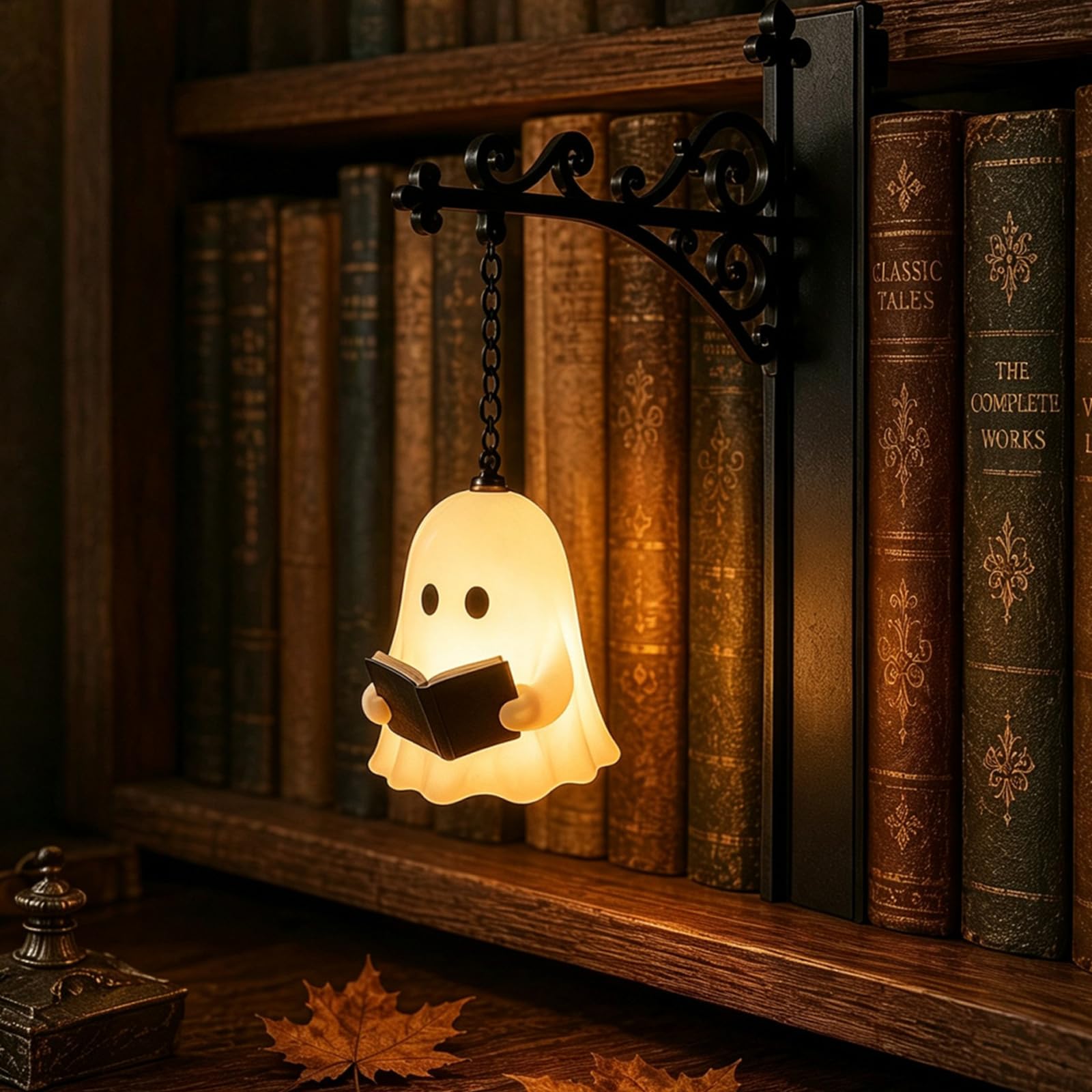 Library Ghost Lantern Bookshelf Lamp, Lantern-Decorative Book Nook Light