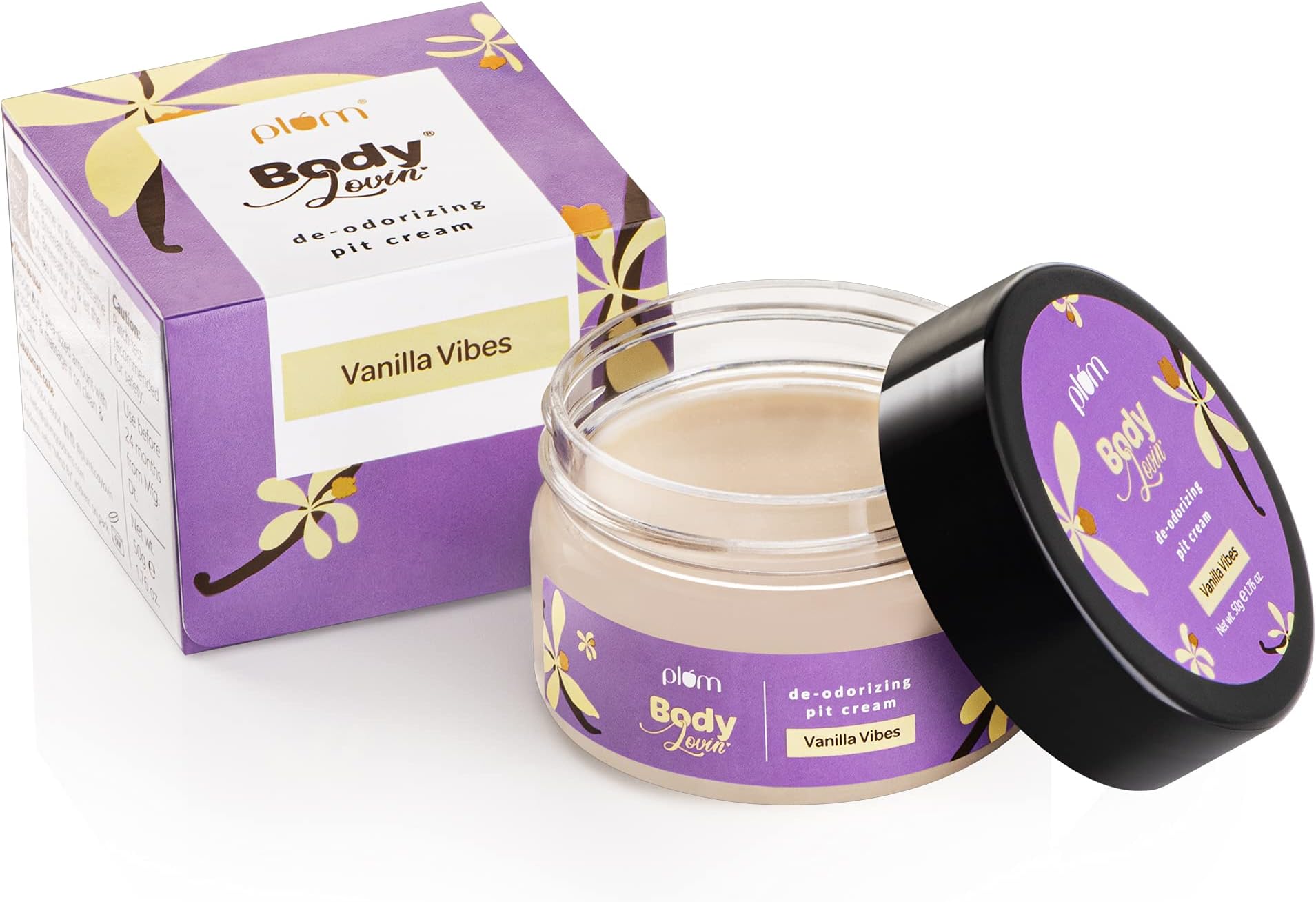 Plum BodyLovin' Vanilla Vibes De-odorizing Pit Cream | 24 hour odor-free underarms | Vanilla Fragrance for Women | Aluminium-Free Deodorant | Skin Friendly