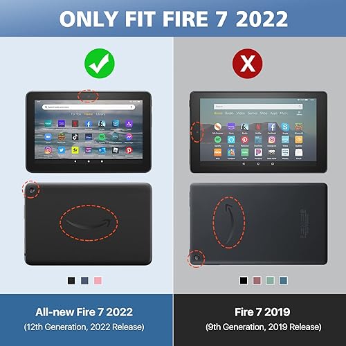 Miniatura 2 de MoKo Funda para tablet Kindle Fire 7 (versión 2022 de 12 generación) de 7 pulgadas, cubierta plegable de pie origami, cubierta magnética de