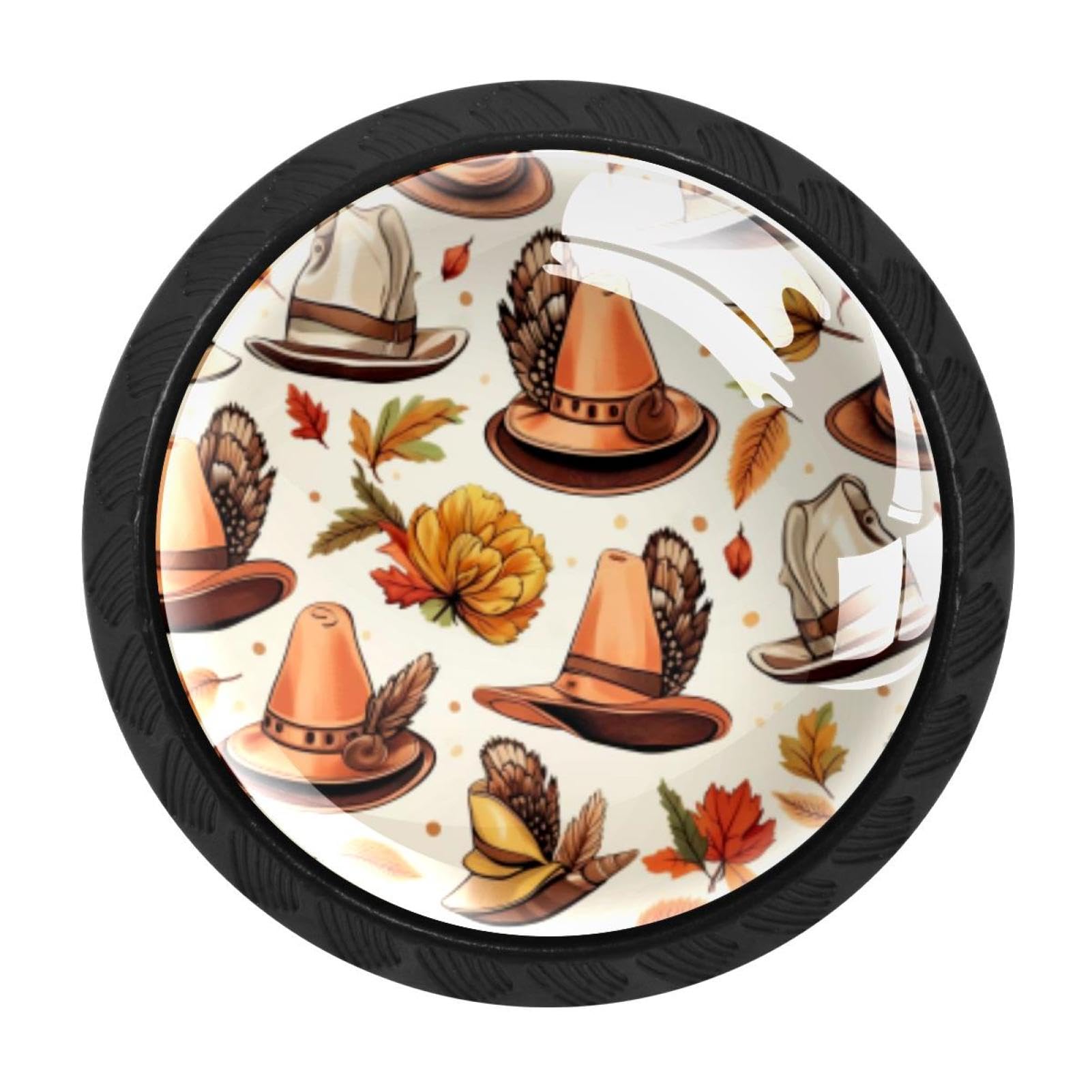 CHENZZZZ 4 Pack Cabinet Handles Black Thanksgiving Hat Cabinet Knobs Draw