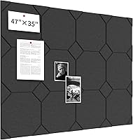 Vista 1 de Large Cork Boards for Walls, 47"x35" Bulletin Board, 12-Pack Felt Wall Tiles Self-Adhesive, Cork Boards for Office Decor, Felt Board Alternative Pin