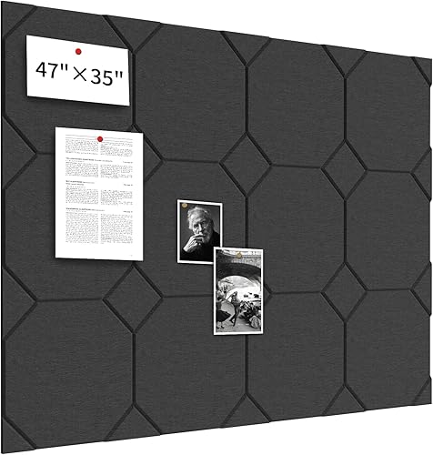 Large Cork Boards for Walls, 47"x35" Bulletin Board, 12-Pack Felt Wall Tiles Self-Adhesive, Cork Boards for Office Decor, Felt Board Alternative Pin
