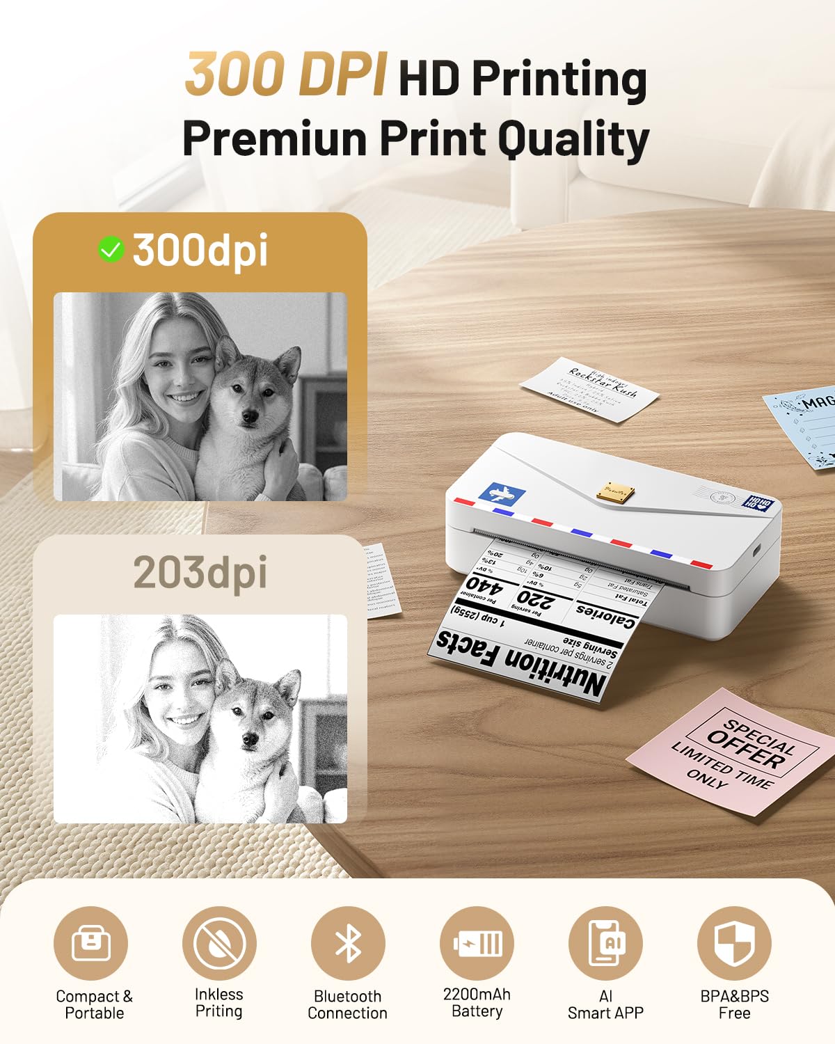 Phomemo Thermodrucker M04AS 300DPI Mini Drucker Bluetooth Etikettendrucker 15-110mm