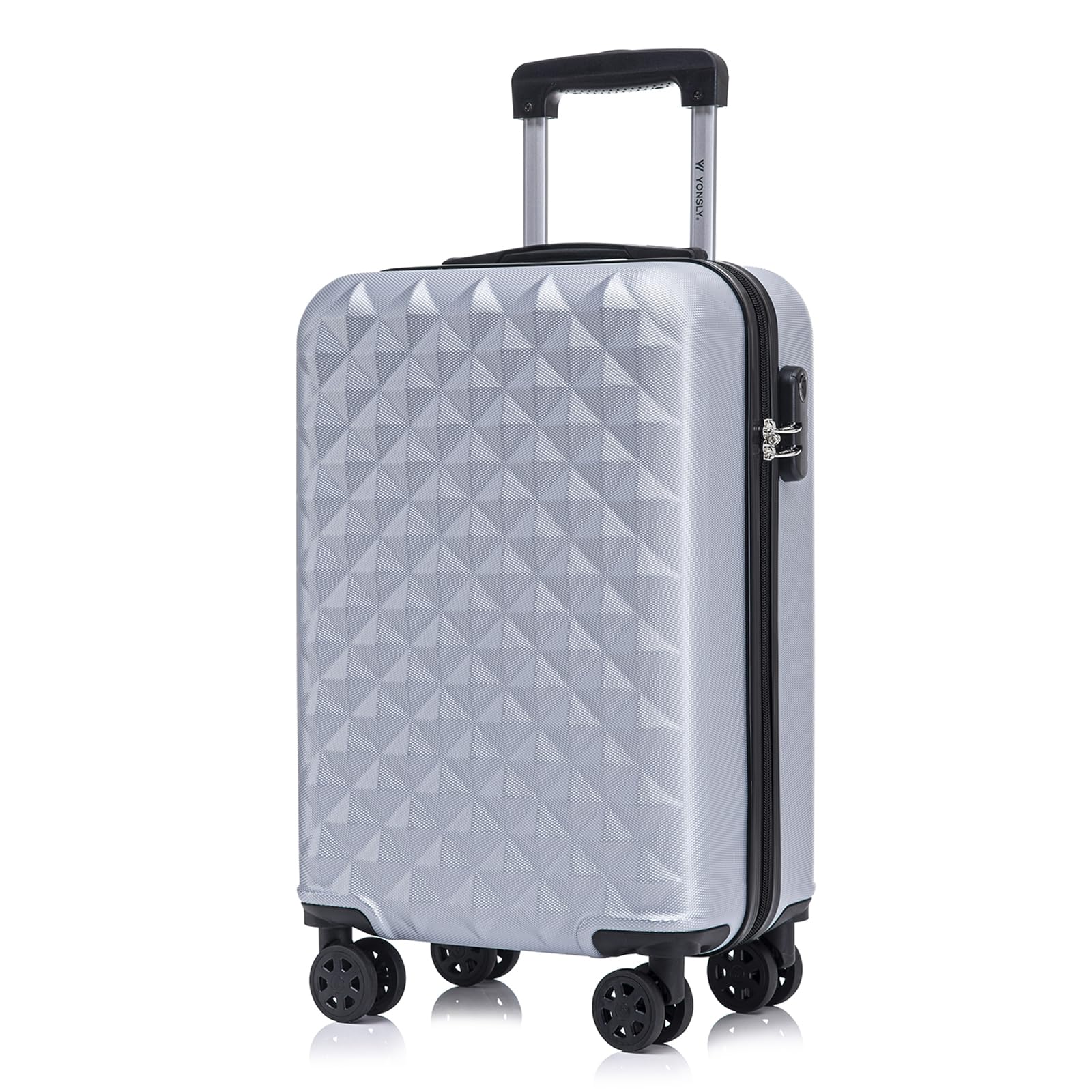 YONSLY Trolley Koffer Set, Reisekoffer, Rollkoffer Handgepäck, Kabinkoffer Suitcase, Gepäckset mit 360° Rollen, Hartschalenreisekoffer, Zahlenschloss, Gummigriff