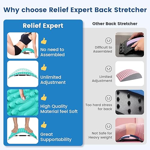 Miniatura 6 de Relief Expert Estirador de espalda para aliviar el dolor de espalda baja, ciática, grieta de espalda ajustable de nivel ilimitado para hombres y