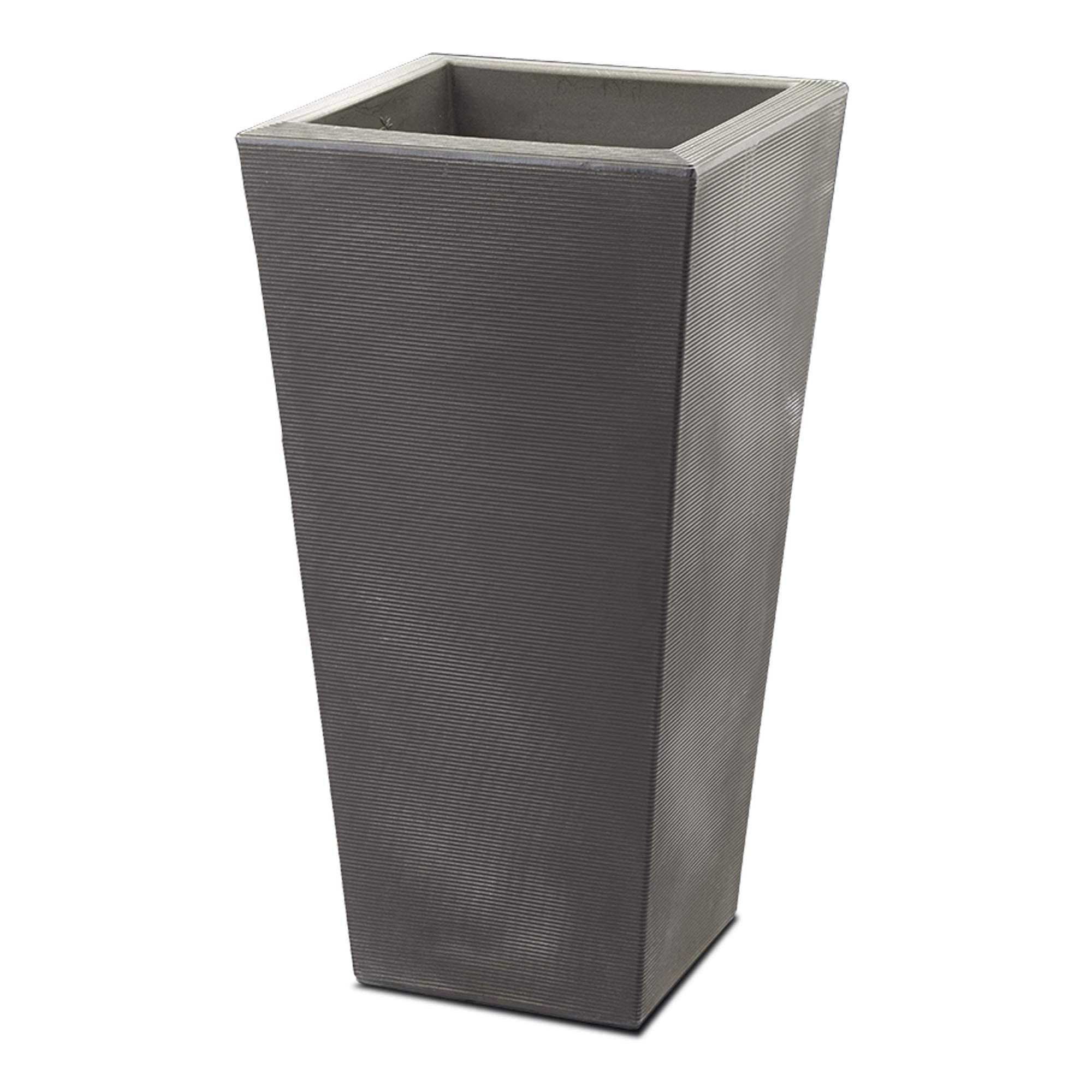 Crescent Garden Bowery Tall Square Planter with Sand Cavity for Stability - Windproof Double-Walled Outdoor HDPE Pot for Garden, Patio, Interior - 13"