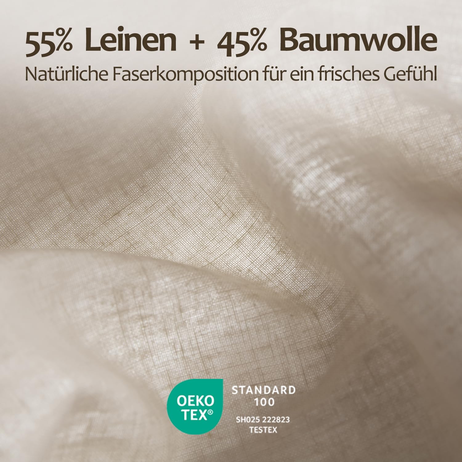DAPU Halbleinen Spannbettlaken, Naturfaser Luftiges Kühlendes Sommerbettlaken, Gewaschenes Weiches Leinen Baumwolle Spannbetttuch für Hotsleepers, 160×200cm mit 30cm tiefen Tasche, Beige