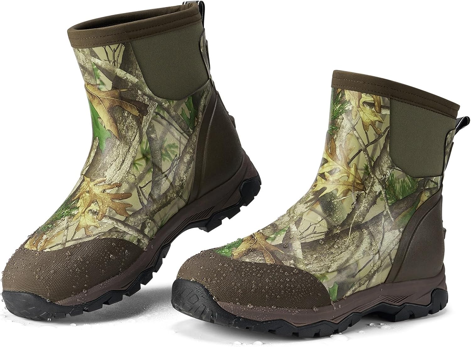 SMILIN Men's Rain Boots, Anti-Slip Ankle Height Outdoor Work Boots for Mud, Snow, Hunting, and All-Season Activities