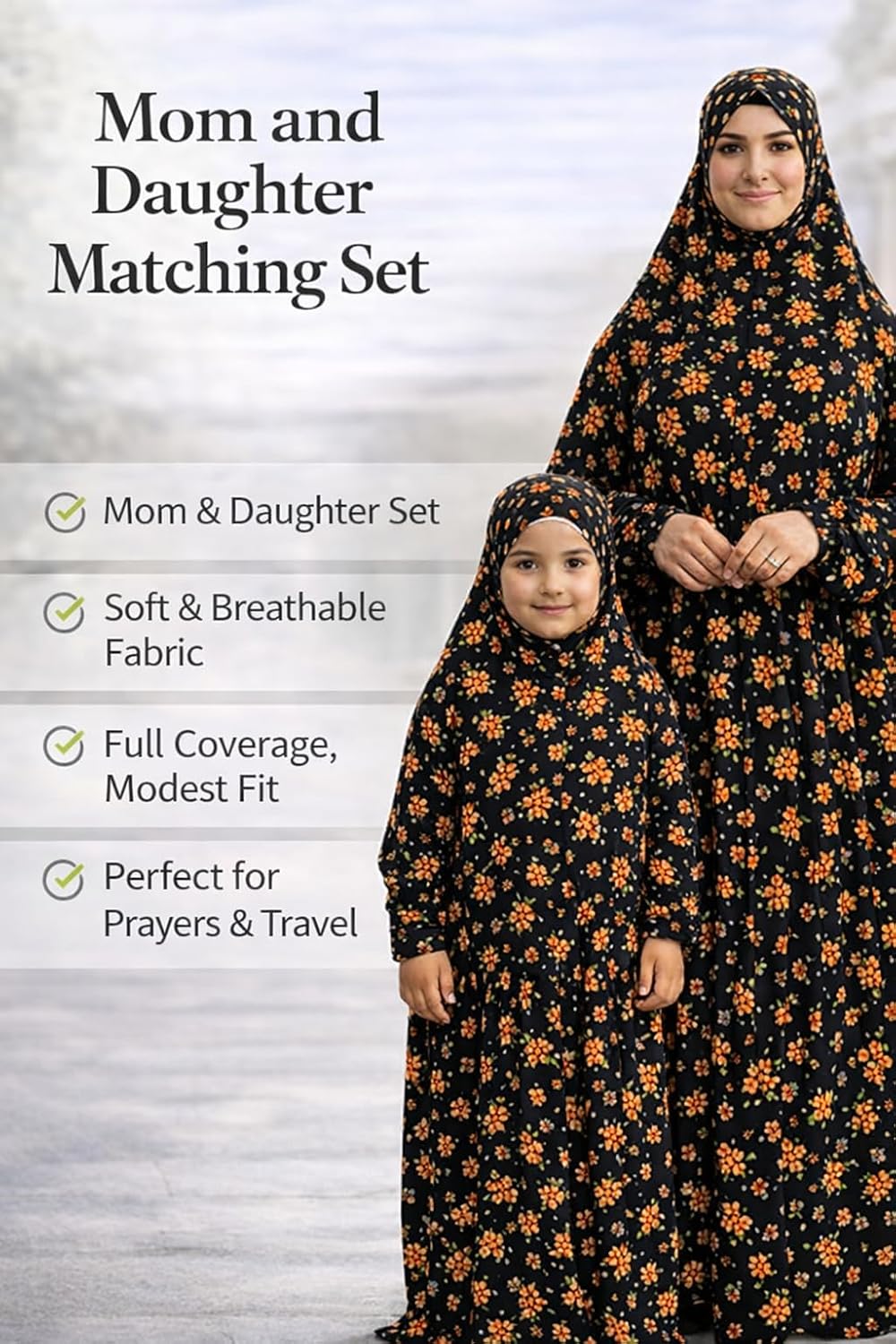 Women’s Prayer Dress – One-Piece, Lightweight, Beautiful Galaxy Design, Soft Fabric, Easy to Wear, Free size fits most, Mother & Child matching set.
