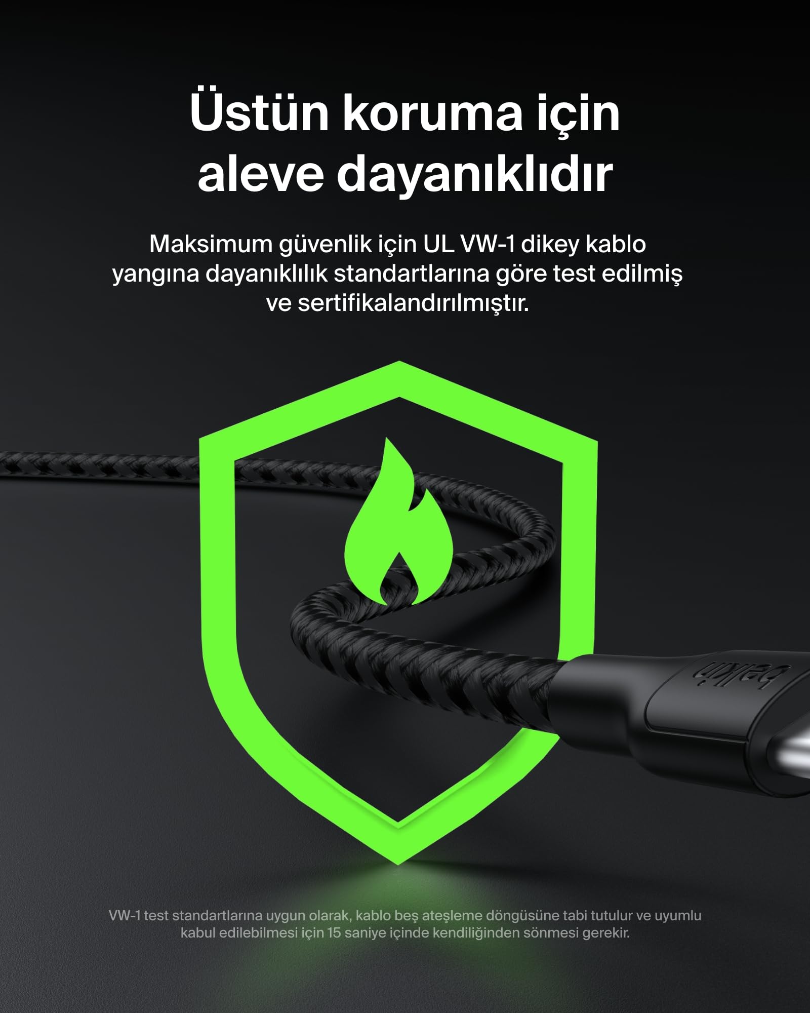 Belkin Eco Örgülü USB-C - USB-C Kablosu, 3 m, 240 W, Yumuşak, Esnek Hızlı Şarj Kablosu, iPhone 16, Galaxy S25, Pixel 9, MacBook, iPad Pro ve Daha Fazlası için Tip-C Şarj Kablosu - Siyah (USB 2.0)