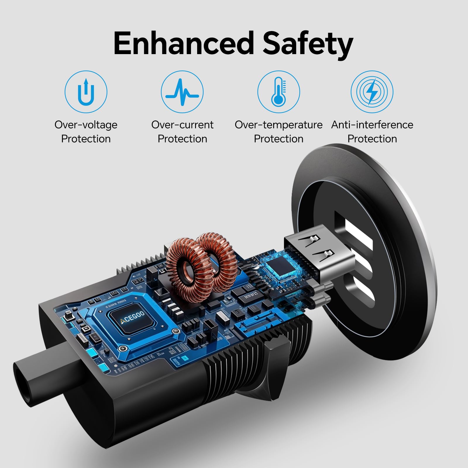 acegoo Prise USB C 12V Aluminium Voiture Chargeur Encastrable, Double PD3.0 et QC3.0, Charge Rapide Multiport pour Camping-Car Bateau Marine Camion Caravane, 2 Pièces